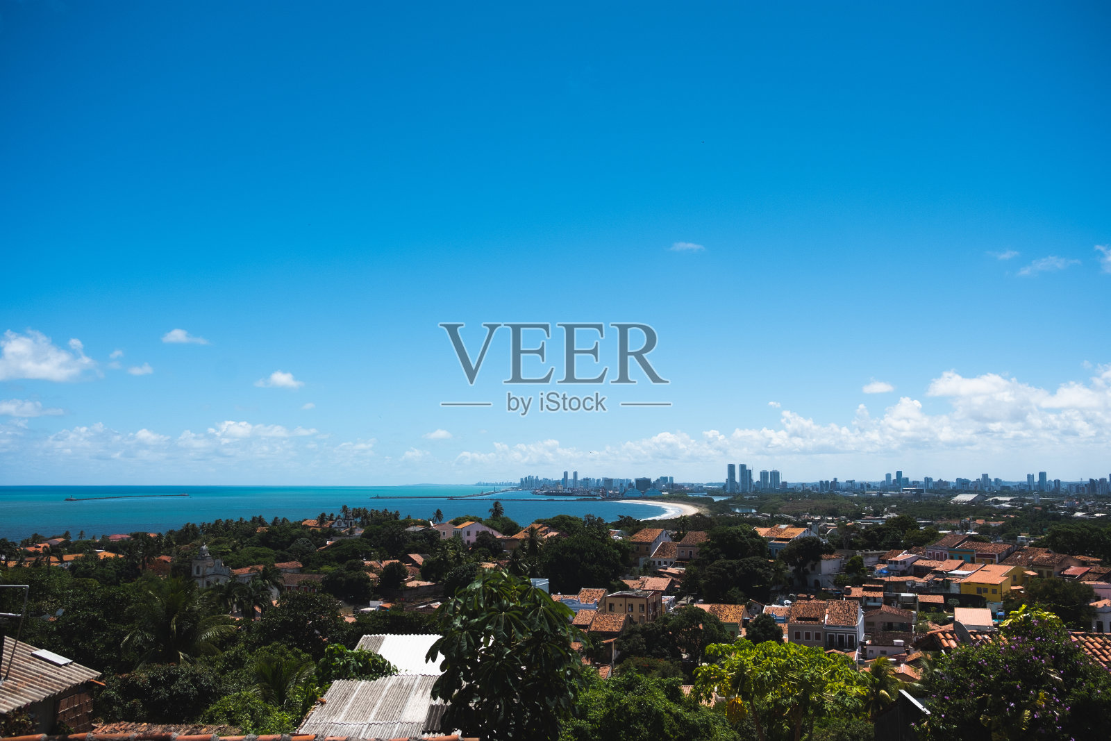 从Olinda - Pernambuco巴西看到的累西腓古城照片摄影图片