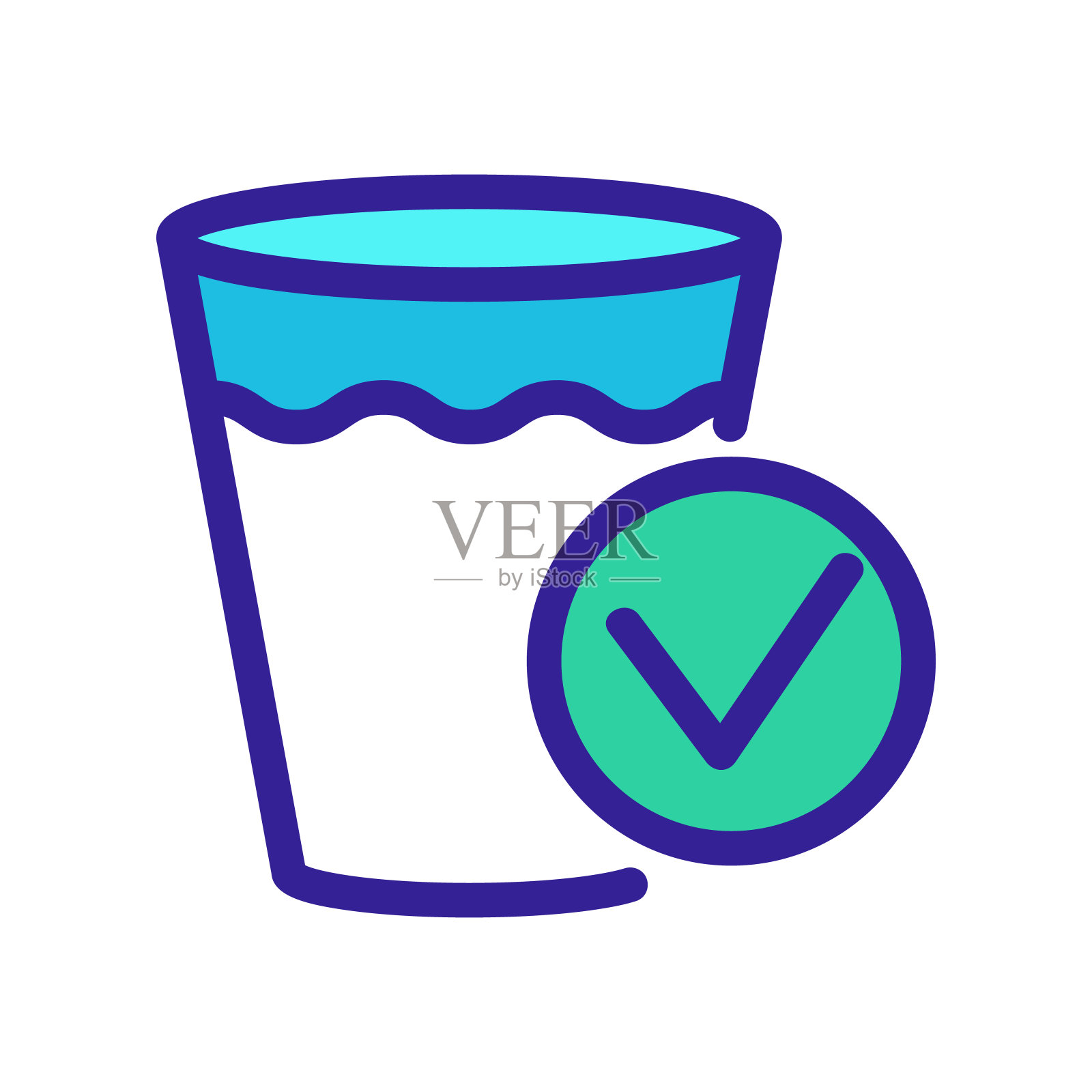 清洁的水在玻璃图标矢量。孤立轮廓符号插图插画图片素材