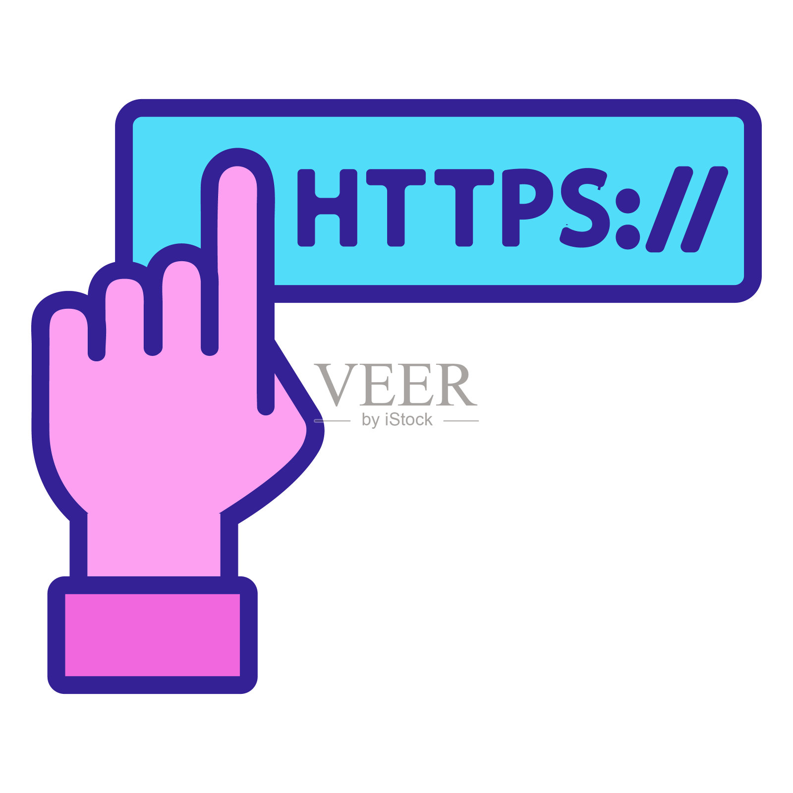 HTTPS协议向量向量。孤立轮廓符号插图插画图片素材