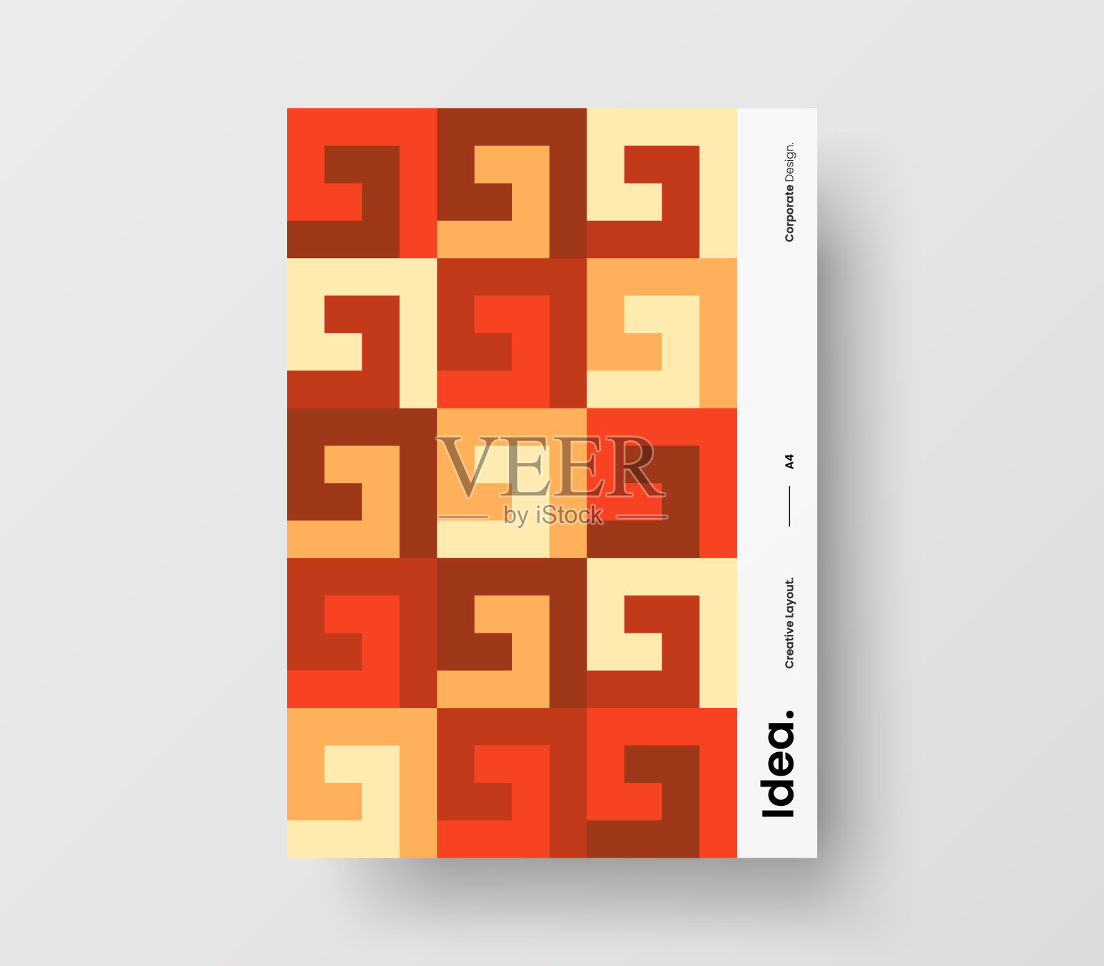 惊人的业务表示向量A4垂直方向的首页模拟。现代企业报表封面抽象几何插图设计布局。公司身份手册模板。设计模板素材