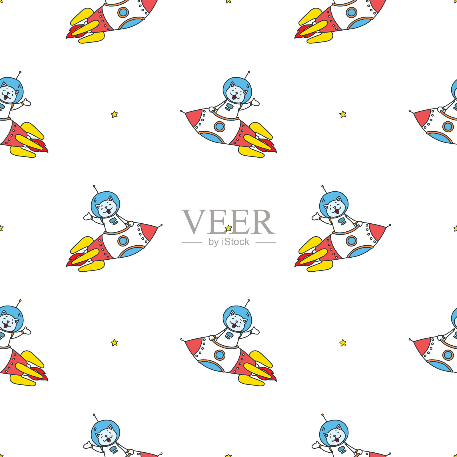 可爱的宇宙模式插画图片素材