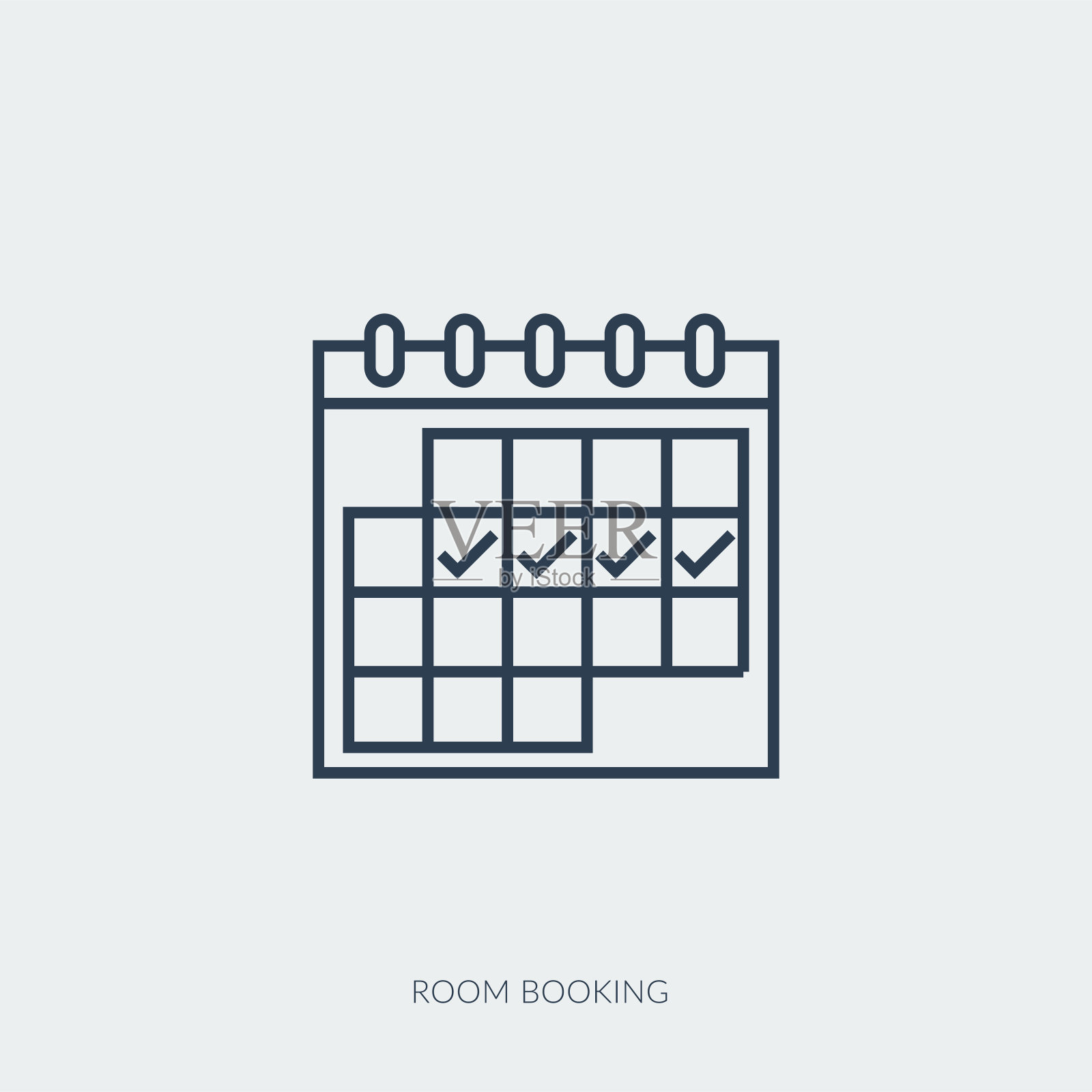 矢量轮廓图标预订公寓，房屋预订插画图片素材