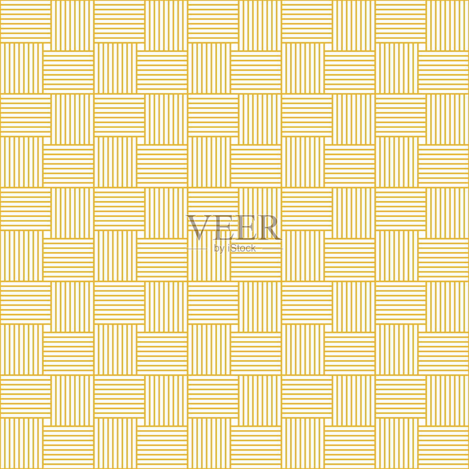 黄色几何线结矢量插图孤立在白色的背景。封面创意线条图案。抽象的直线细线纹理装饰设计，重复瓷砖。极简形状物体的纺织品，印刷，织物广告插画图片素材