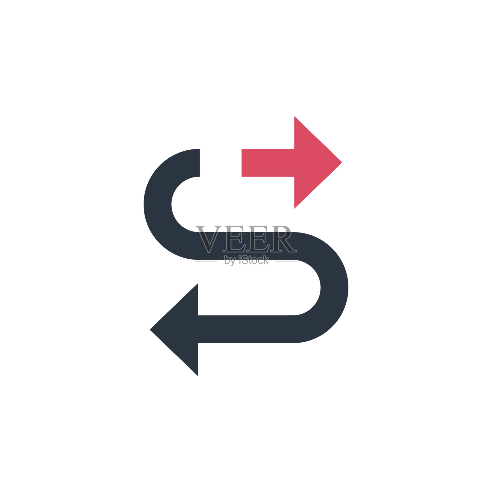 字母S箭头主题字母符号为您的公司，企业身份。股票矢量插图孤立的白色背景。插画图片素材