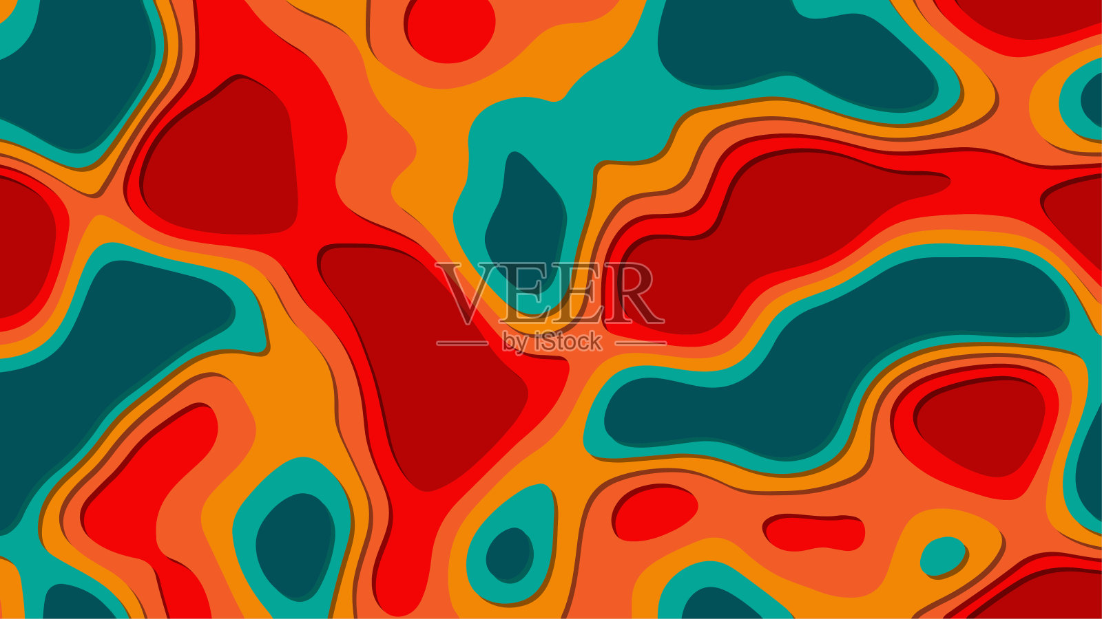 抽象的彩色封面。剪纸的形状。丰富多彩的雕刻艺术。波混合模式。流体形状组成。设计海报。插画图片素材