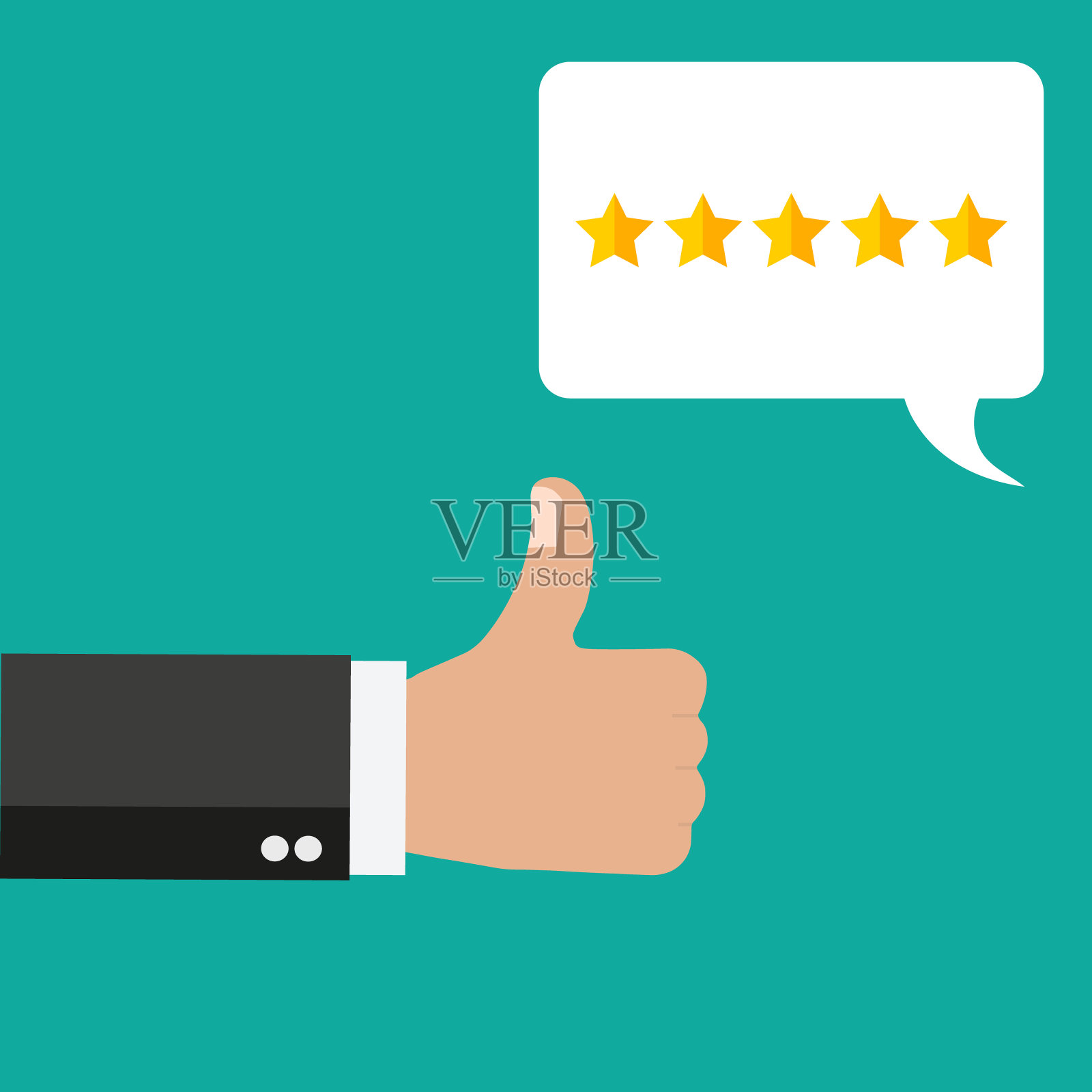 5星级的客户服务反馈和评价。平面图标矢量插图。插画图片素材