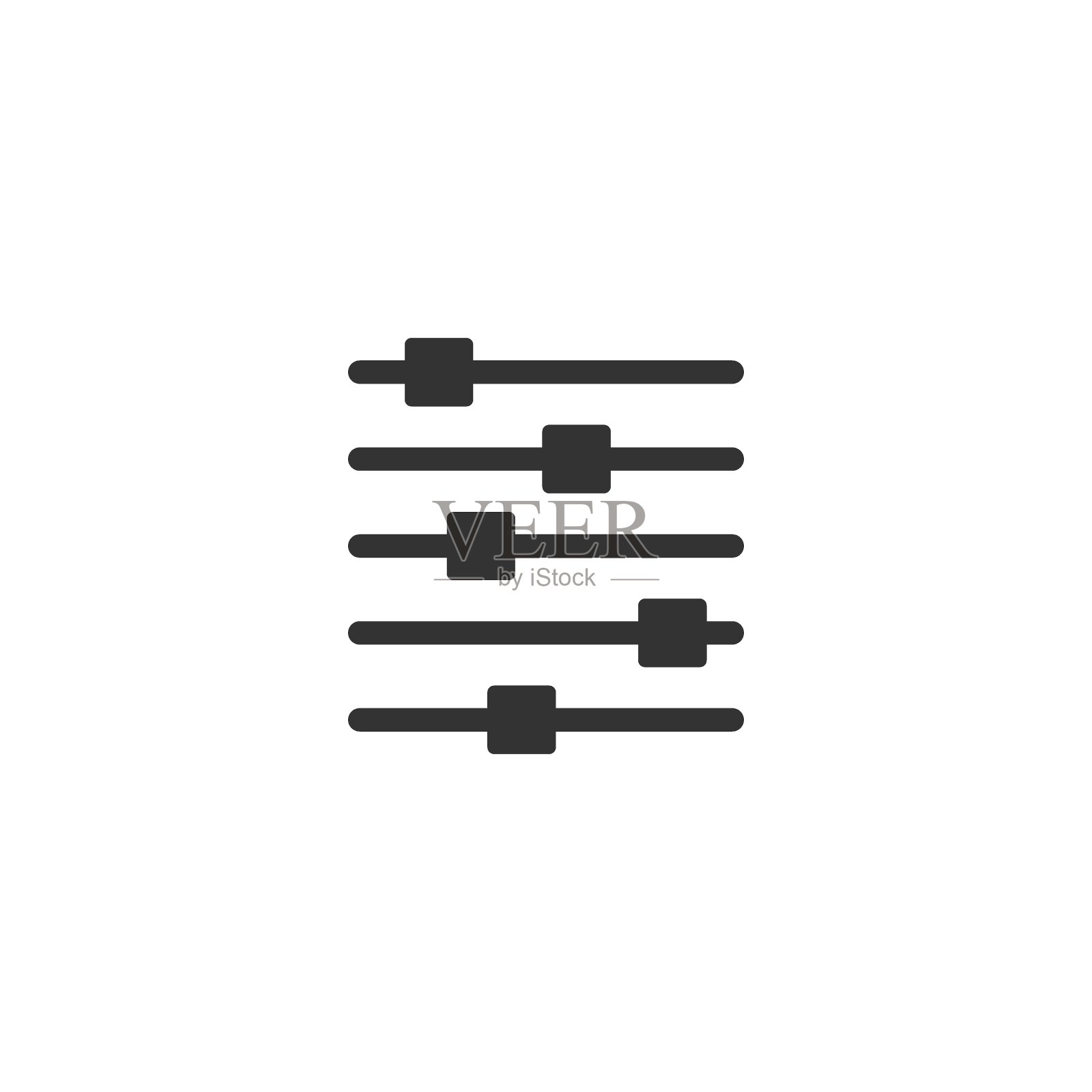 控制音量图标在平面风格。音频调整符号矢量插图上的白色孤立背景。过滤业务概念。图标素材