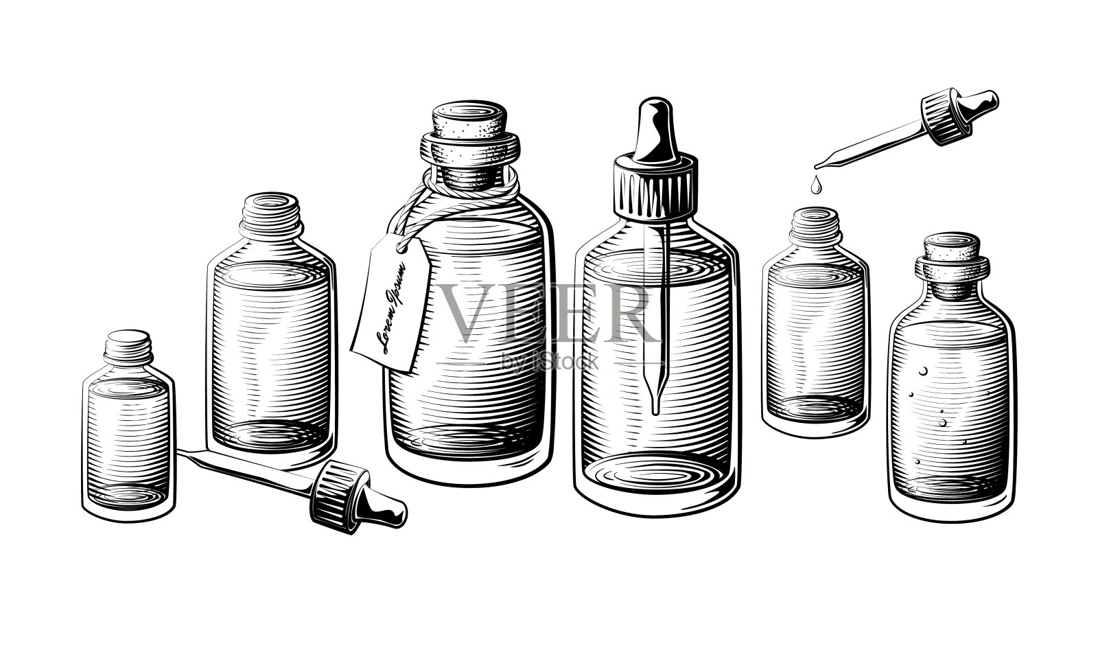 精油瓶套装插画图片素材