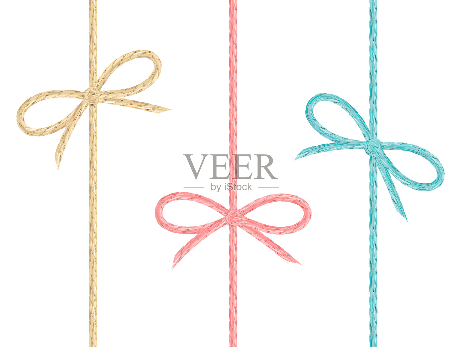 麻绳彩色蝴蝶结设计元素图片