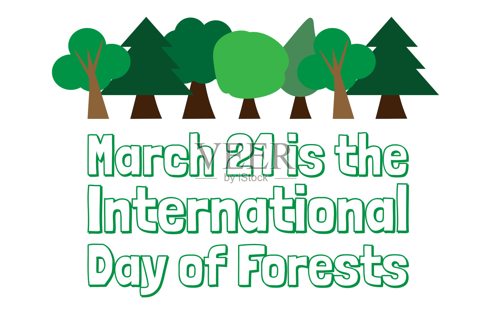 3月21日是国际森林日。节日的概念。模板的背景，旗帜，卡片，海报与文字题词。向量EPS10插图。插画图片素材