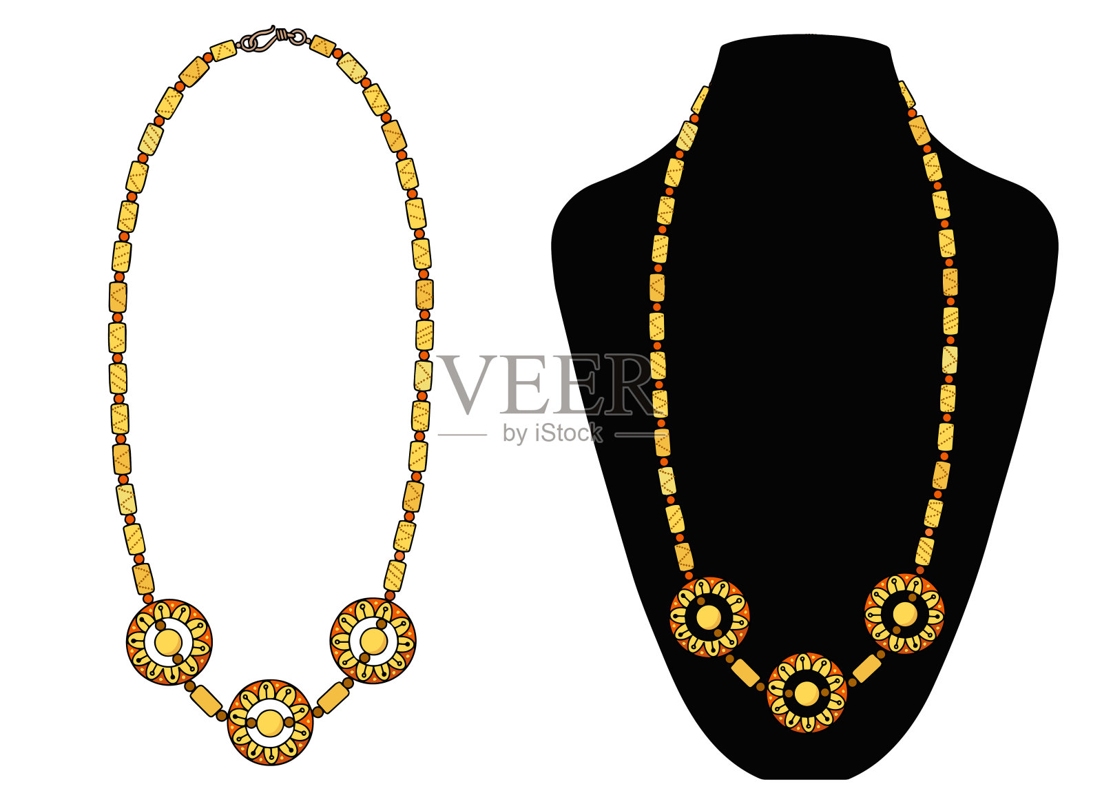 黄色珠子做成的项链。设计元素图片