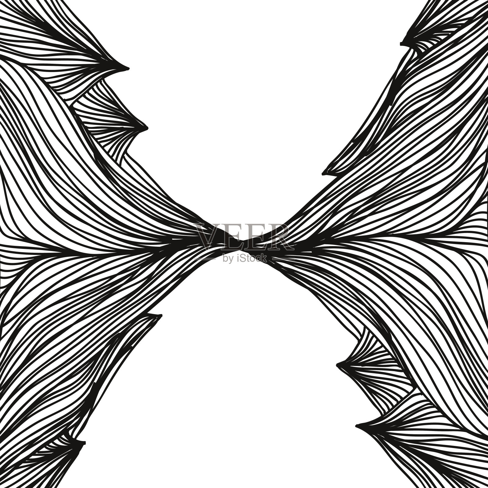 矢量黑白手绘插图与涂鸦山。设计元素图片