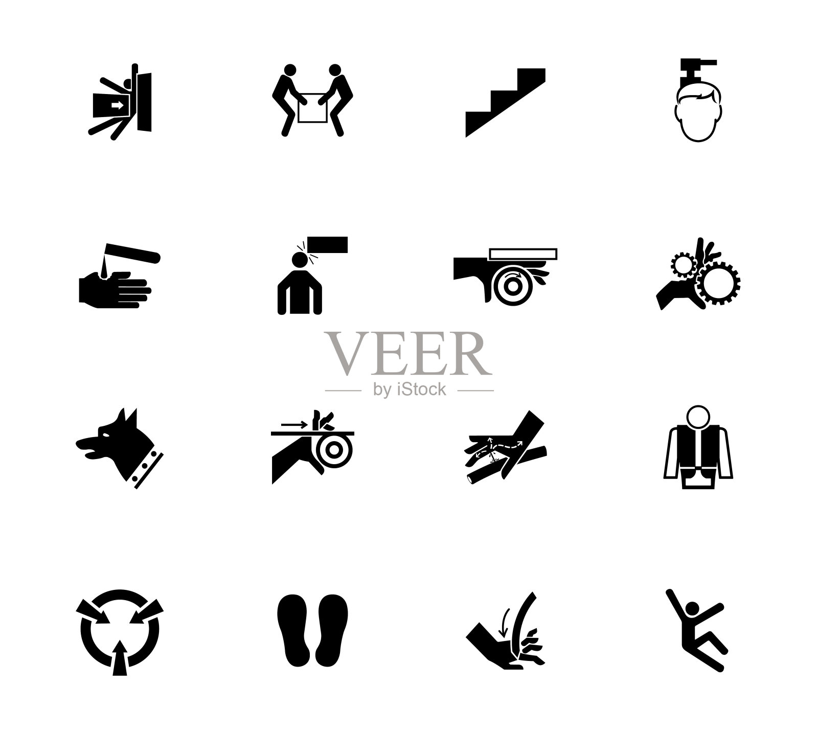 警告标志，工业危害图标标签标志孤立在白色背景，矢量插图图标素材