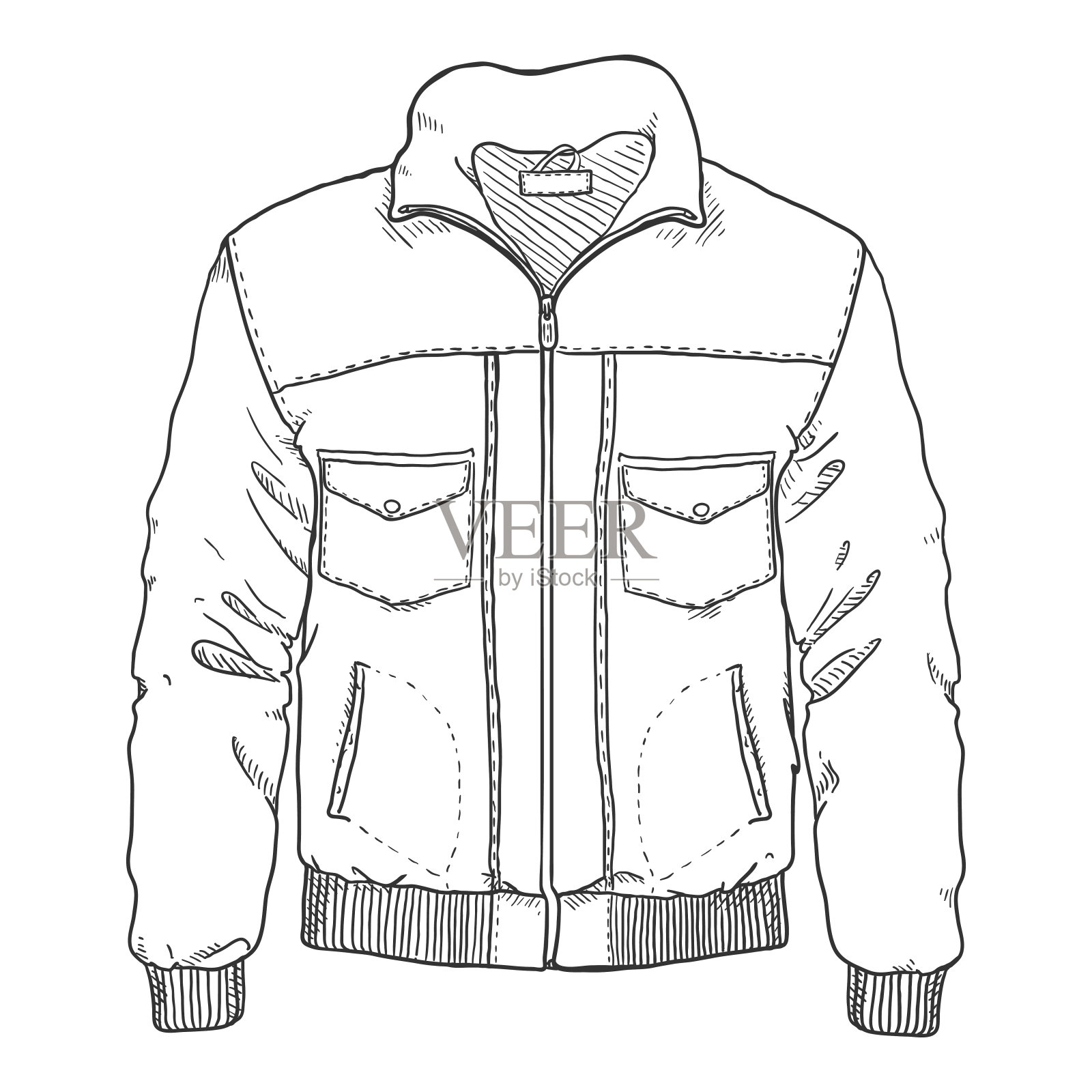 矢量素描泡沫夹克插画图片素材