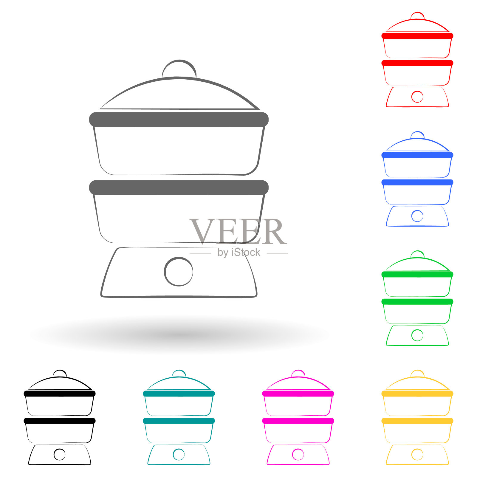 标志蒸笼多色风格图标。简单的字形，平面矢量的电子图标用户界面和用户体验，网站或移动应用程序插画图片素材