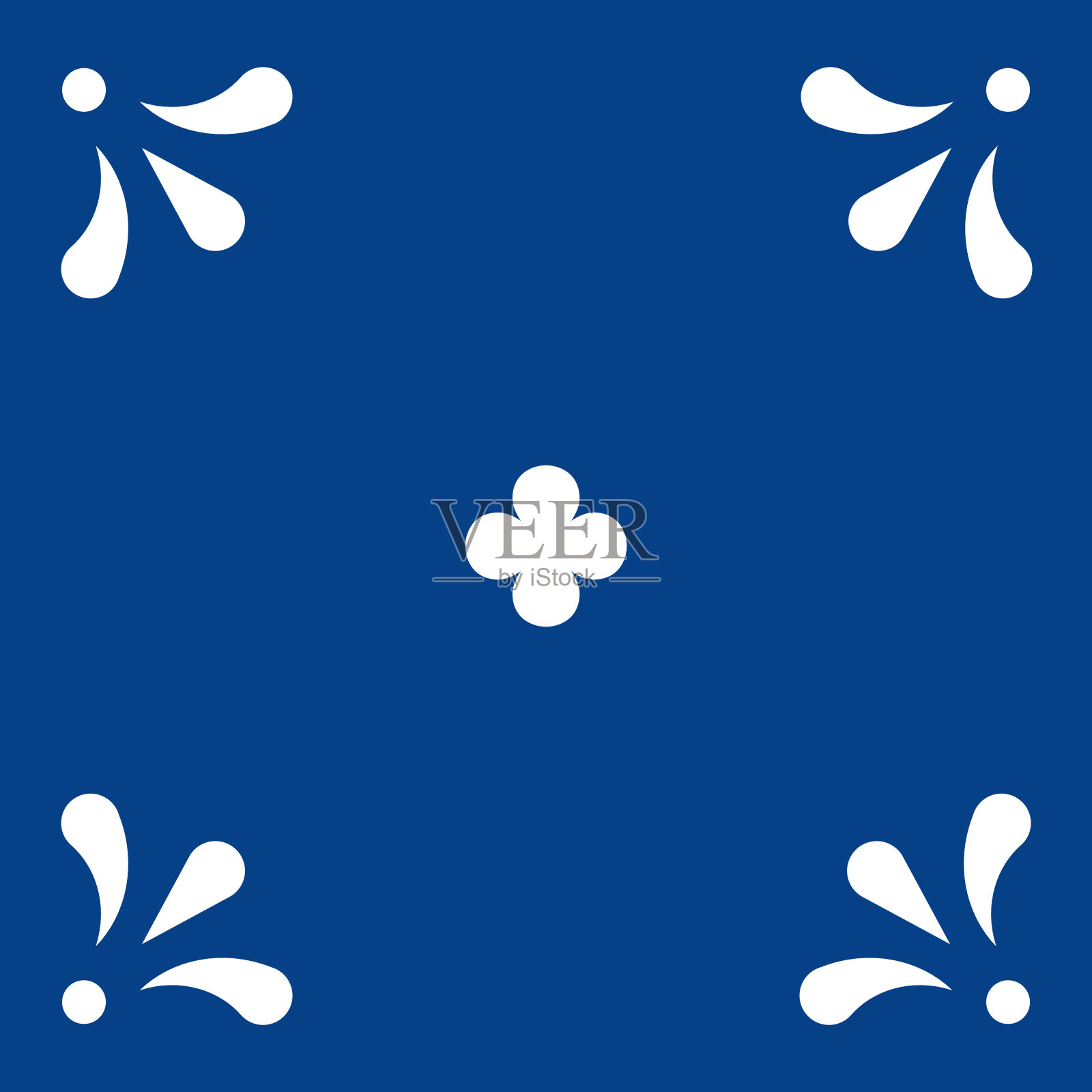 墨西哥塔拉维拉瓷砖图案。装饰在传统风格的普埃布拉在经典的蓝色和白色。用花、点和叶构成的花卉陶瓷作品。墨西哥民间艺术设计。插画图片素材