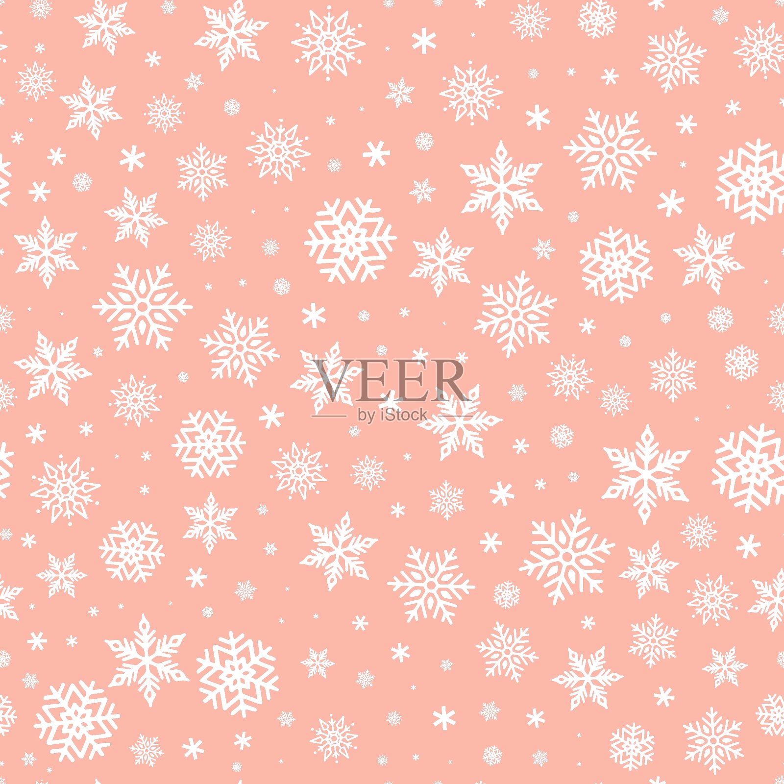 雪花无缝模式。冬天雪花漫天，雪花漫天。圣诞圣诞矢量插图插画图片素材