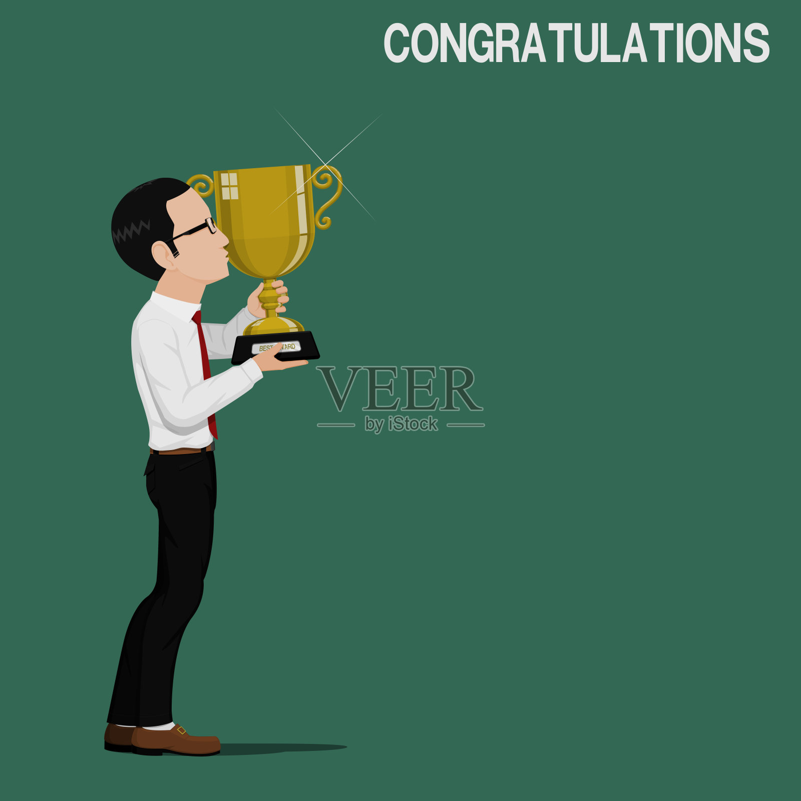 一个商人正在亲吻他的战利品插画图片素材