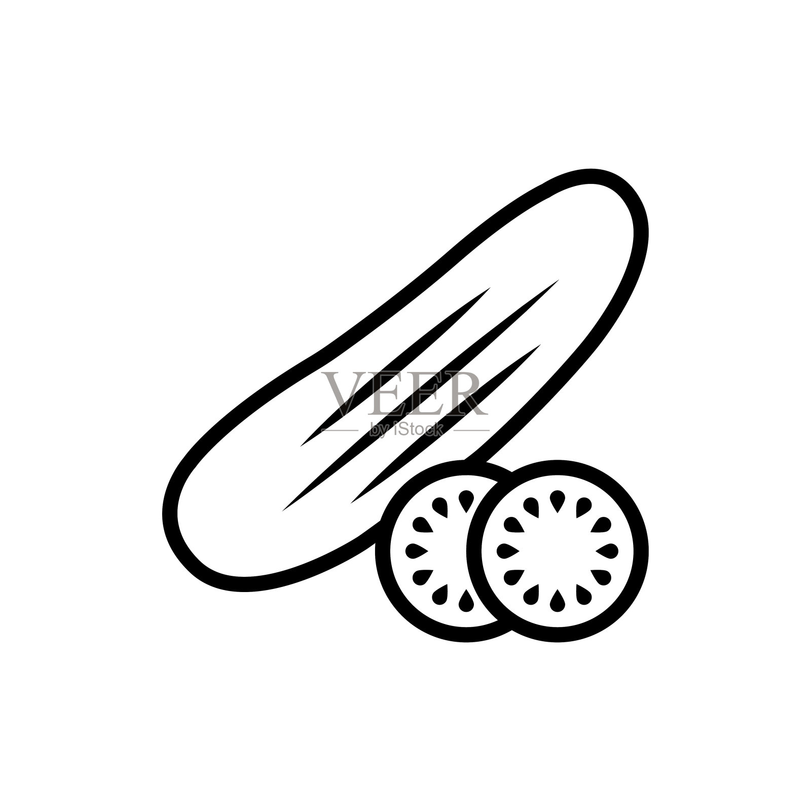 黄瓜矢量图标线条风格的插图。插画图片素材