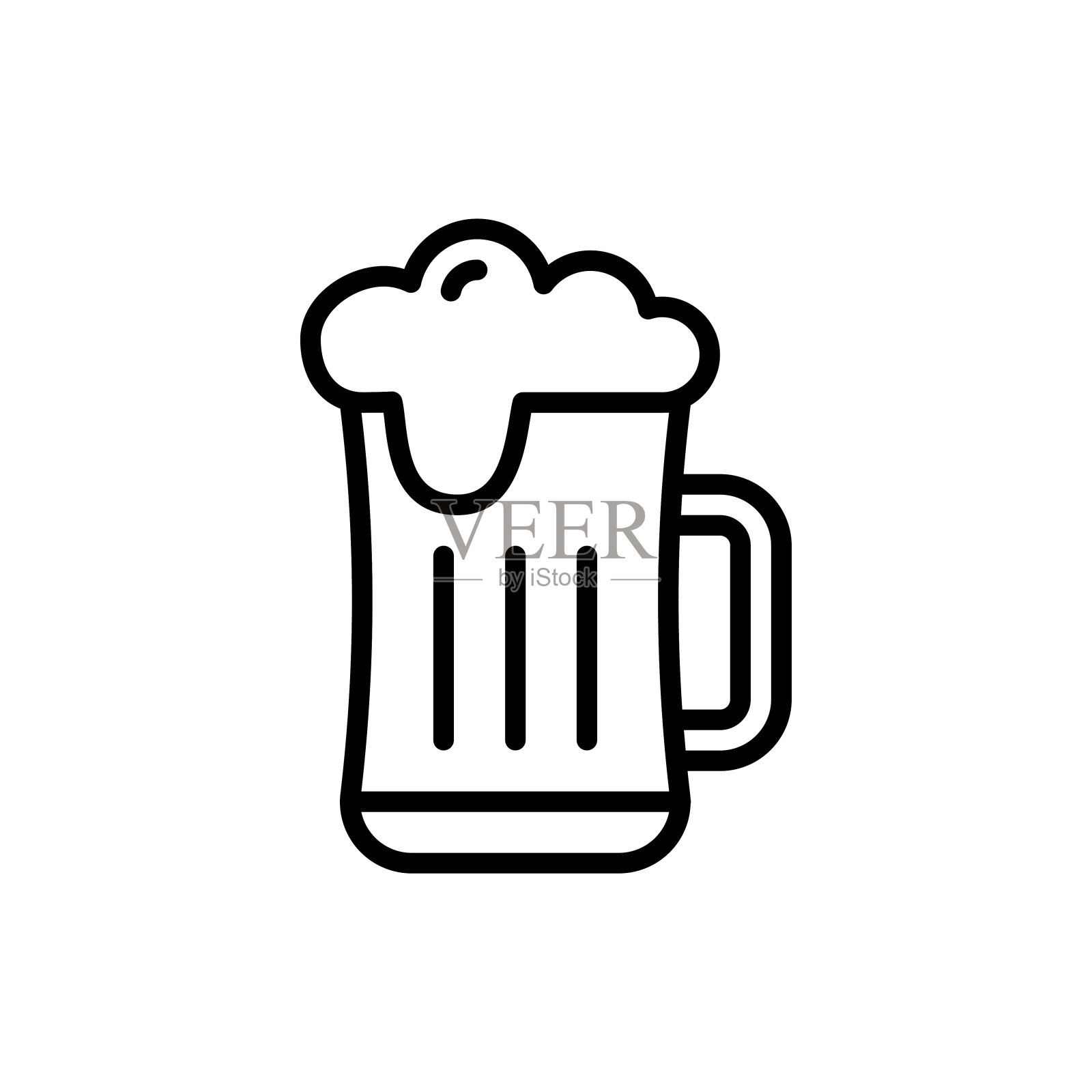 啤酒杯矢量图标线条风格插图。插画图片素材