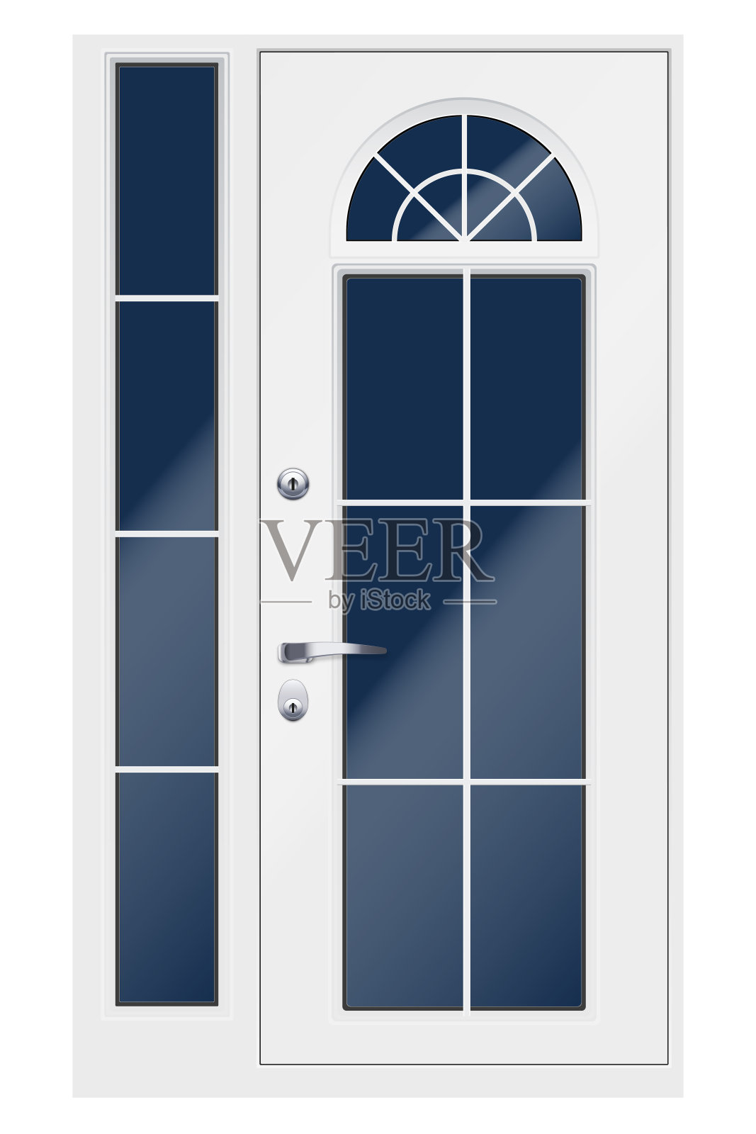 经典的白色双入口门插画图片素材