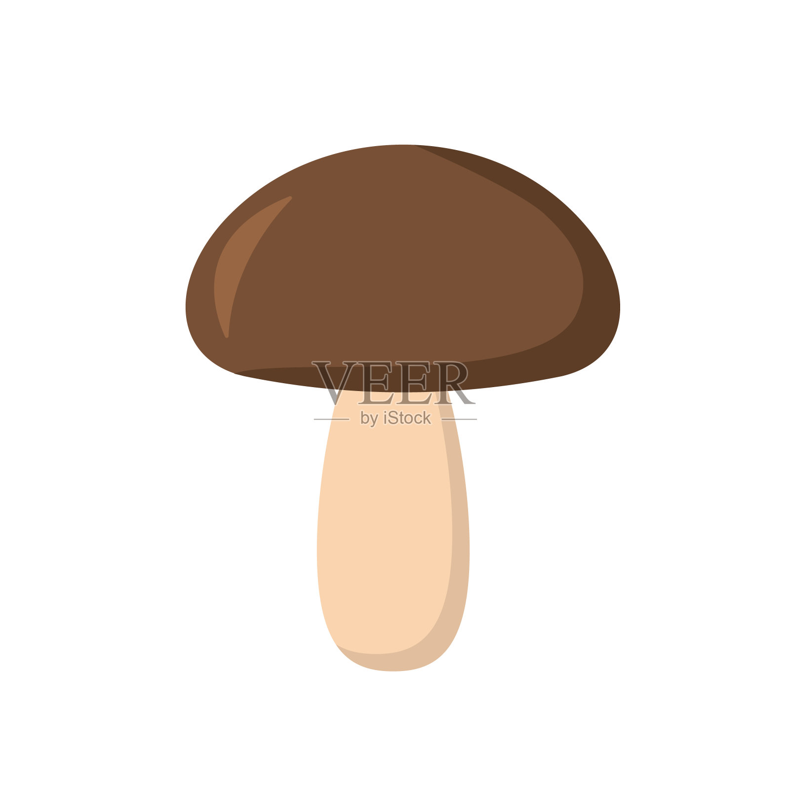 蘑菇棕色图标在平面风格孤立。插画图片素材
