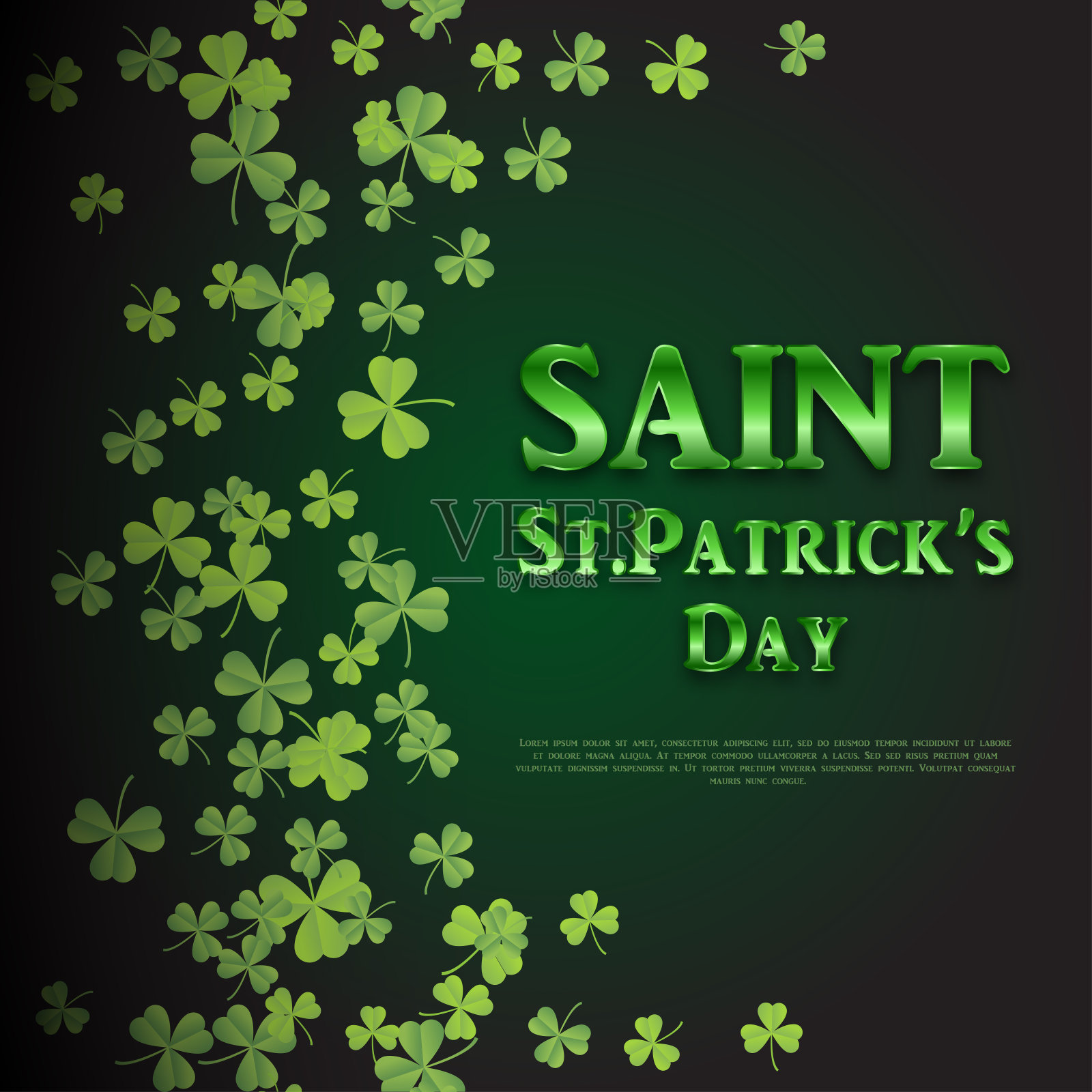 以三叶草为背景的圣帕特里克节。向量。插画图片素材