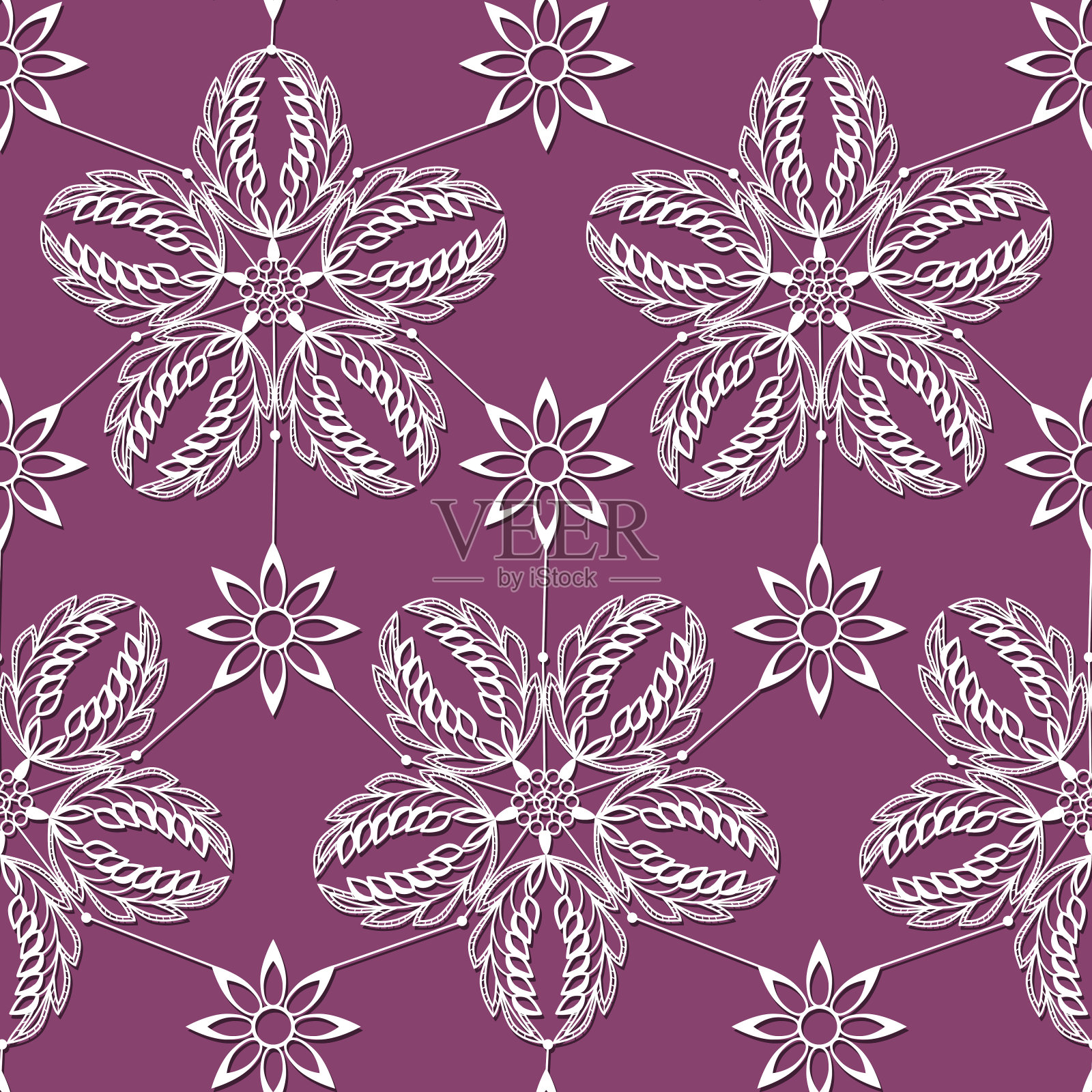 无缝图案与白花插画图片素材