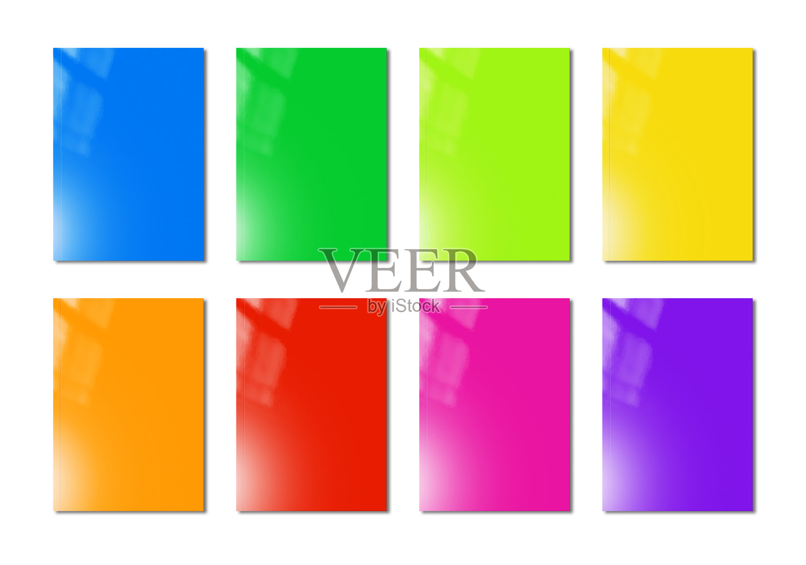 多颜色的小册子范围模型上的白色背景照片摄影图片