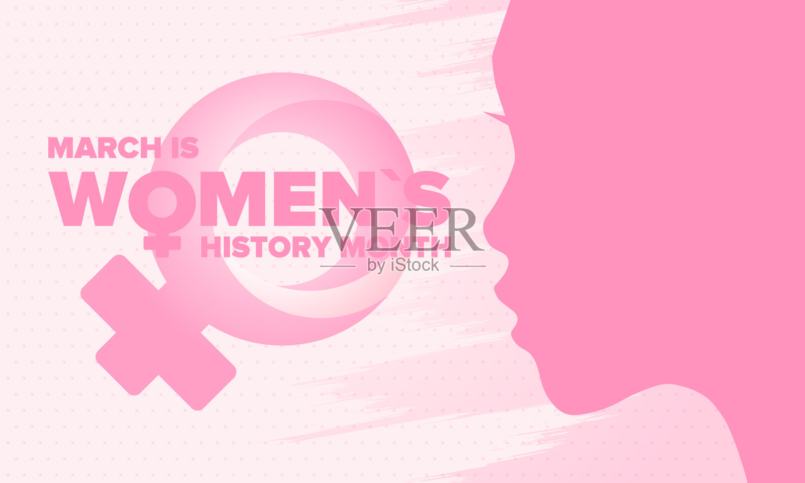 妇女历史月。每年三月庆祝，以纪念妇女对历史的贡献。女性的象征。妇女的权利。世界上的女孩力量。海报,明信片,旗帜。矢量图插画图片素材