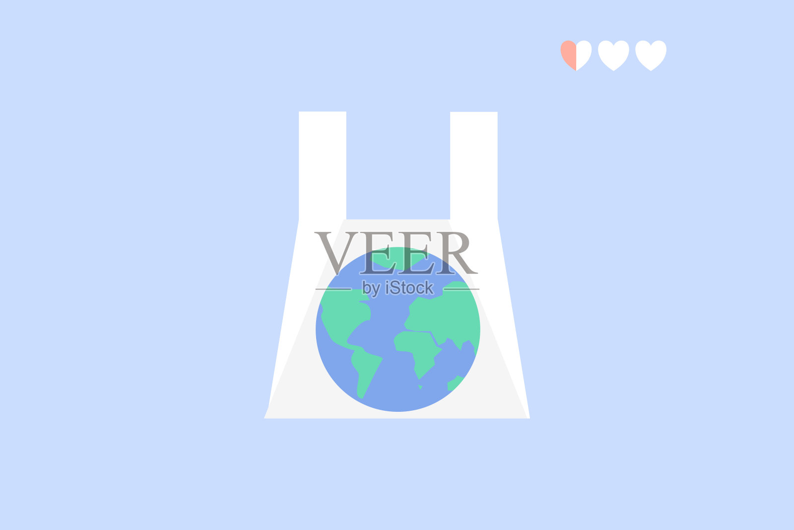 插图显示，地球的寿命并不长，因为塑料袋:概念上的塑料污染和浪费的意识插画图片素材