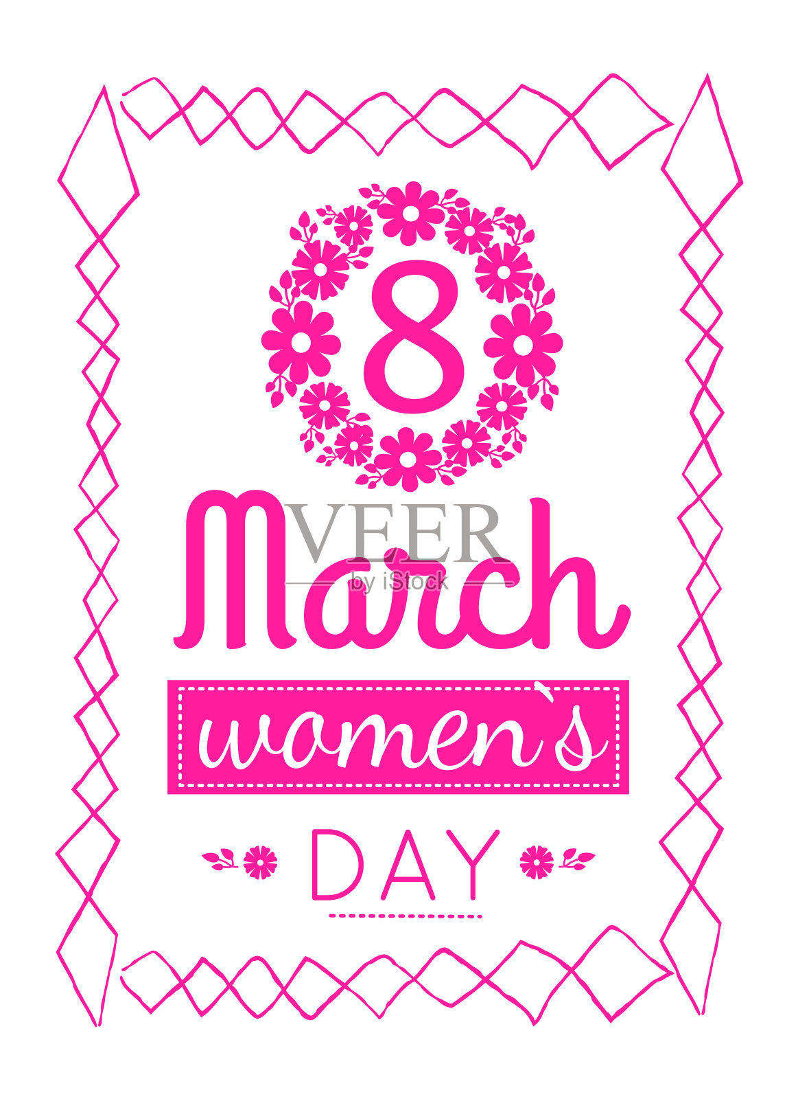 妇女3月8日贺卡设计之字形框架插画图片素材