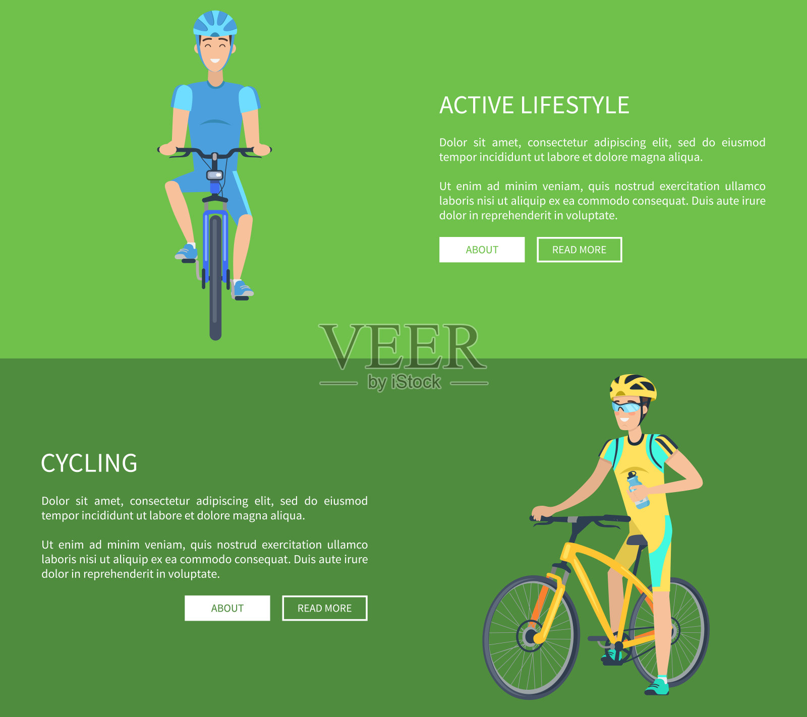 自行车和活跃的生活方式矢量插图插画图片素材