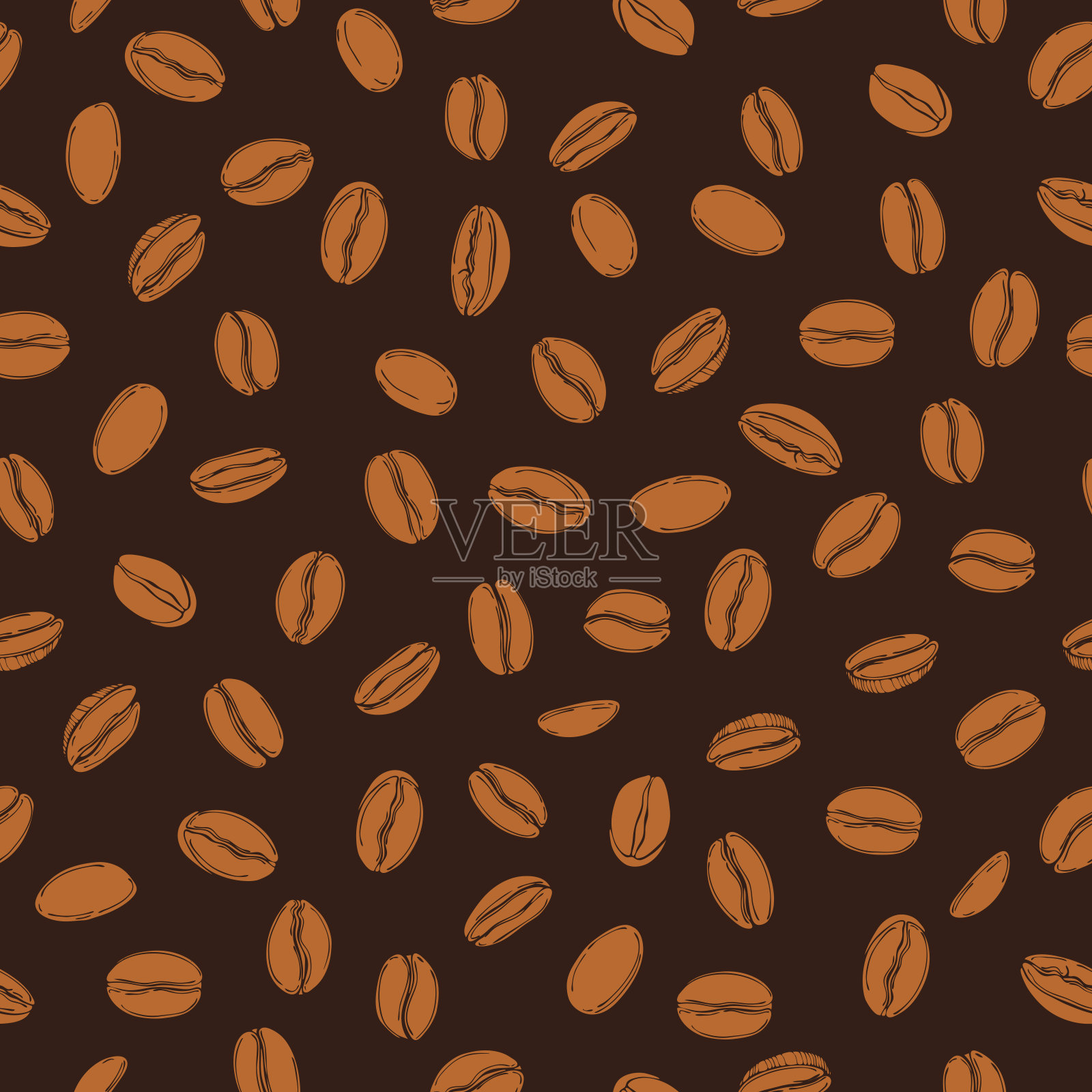 带有咖啡豆的矢量图案。插画图片素材