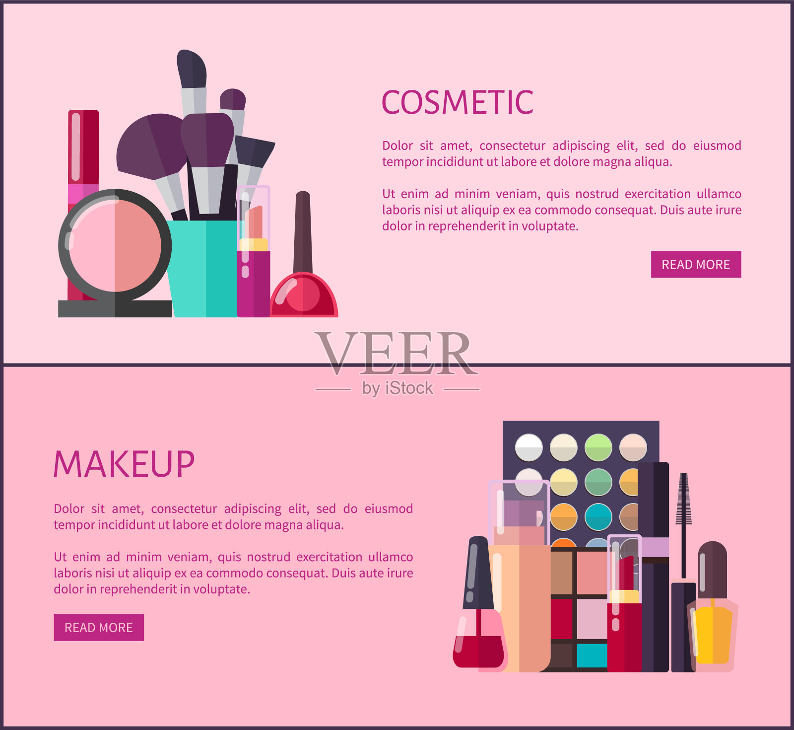 化妆品和化妆品促销网页插画图片素材