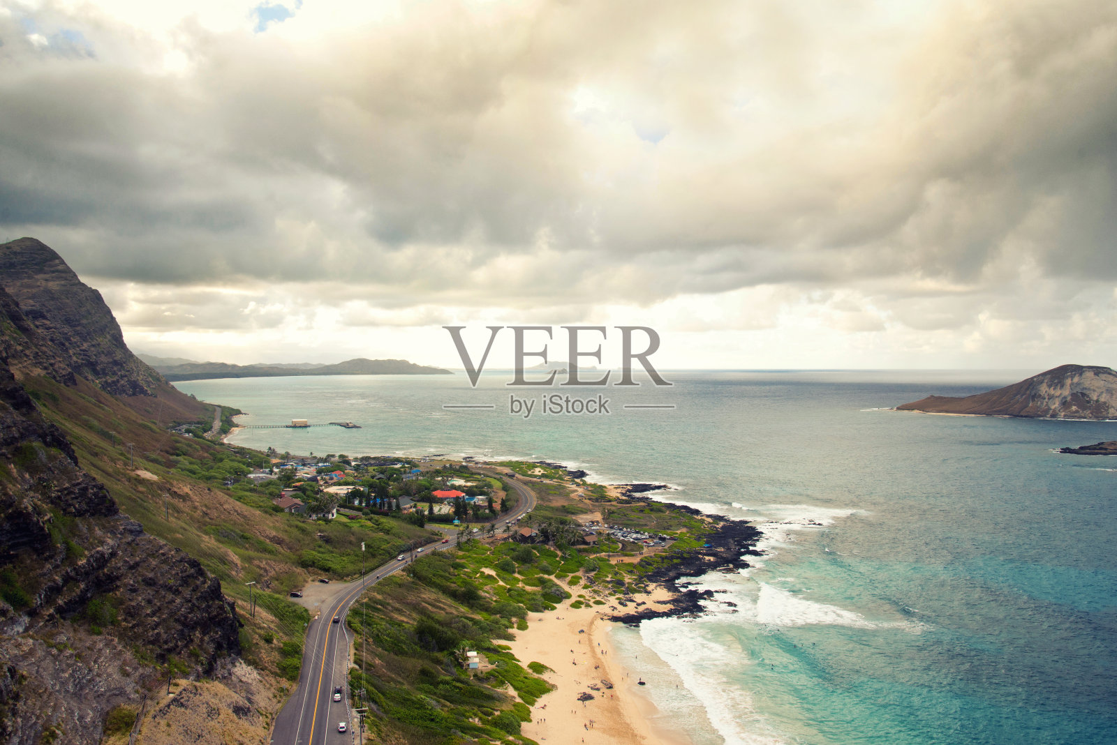 卡伊维海岸风景一览，瓦胡岛，夏威夷照片摄影图片