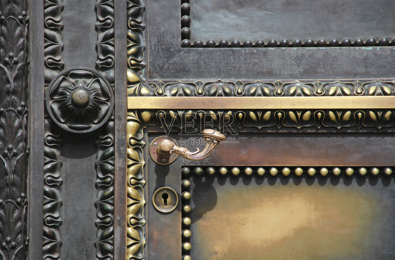 复古的青铜门把手照片摄影图片