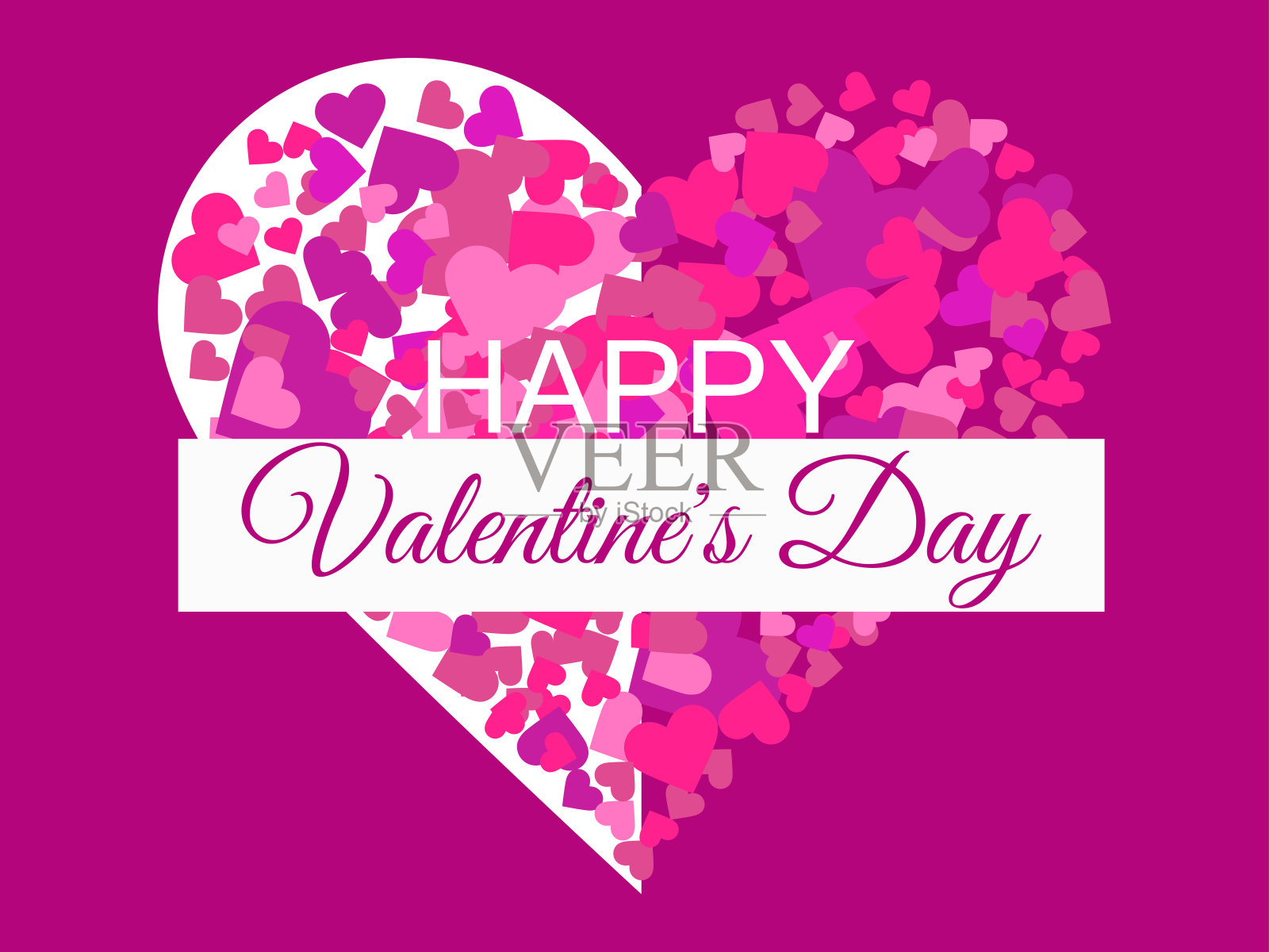 心做成的心。情人节快乐，2月14日。贺卡背景，包装纸，促销材料。矢量图插画图片素材