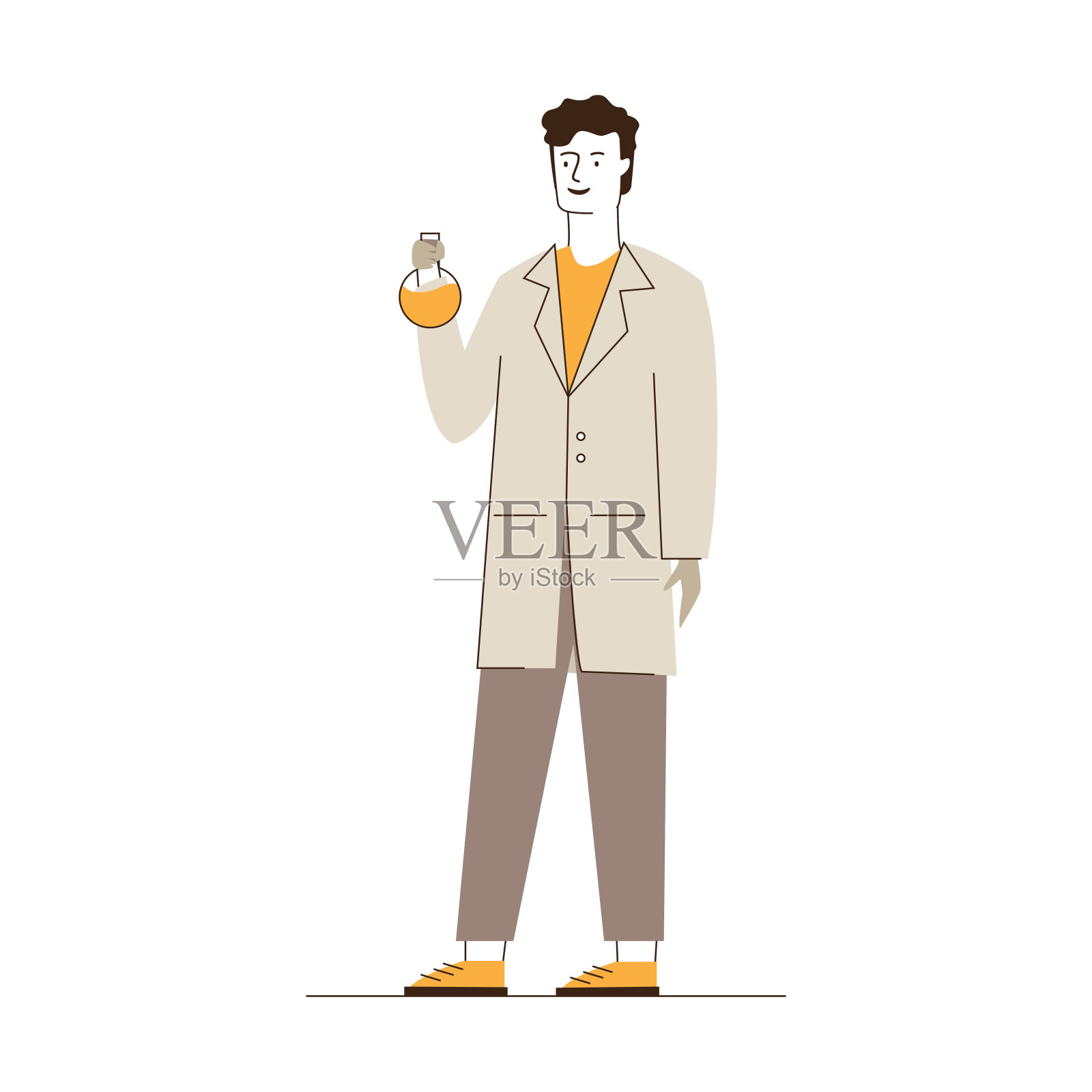 男性的实验室工作插画图片素材