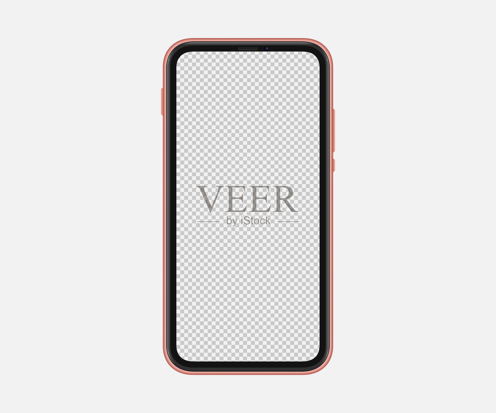 高细节逼真的智能手机透明屏幕。粉色魅力手机孤立。空白透明屏幕为您的时尚和魅力内容。设计元素图片