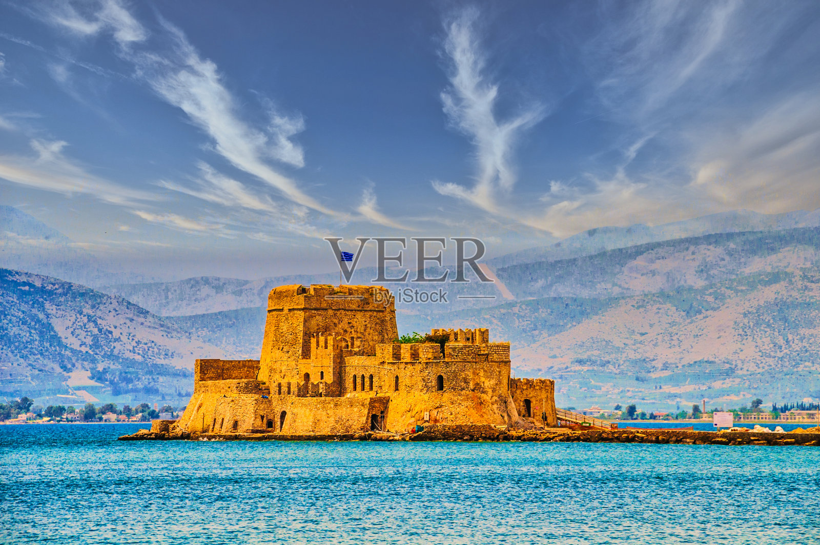 古代Bourtzi堡垒照片摄影图片