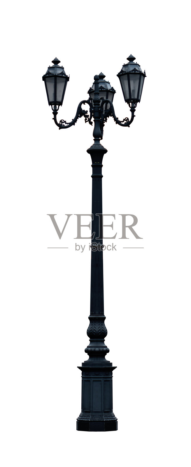 白色背景上的复古街灯照片摄影图片