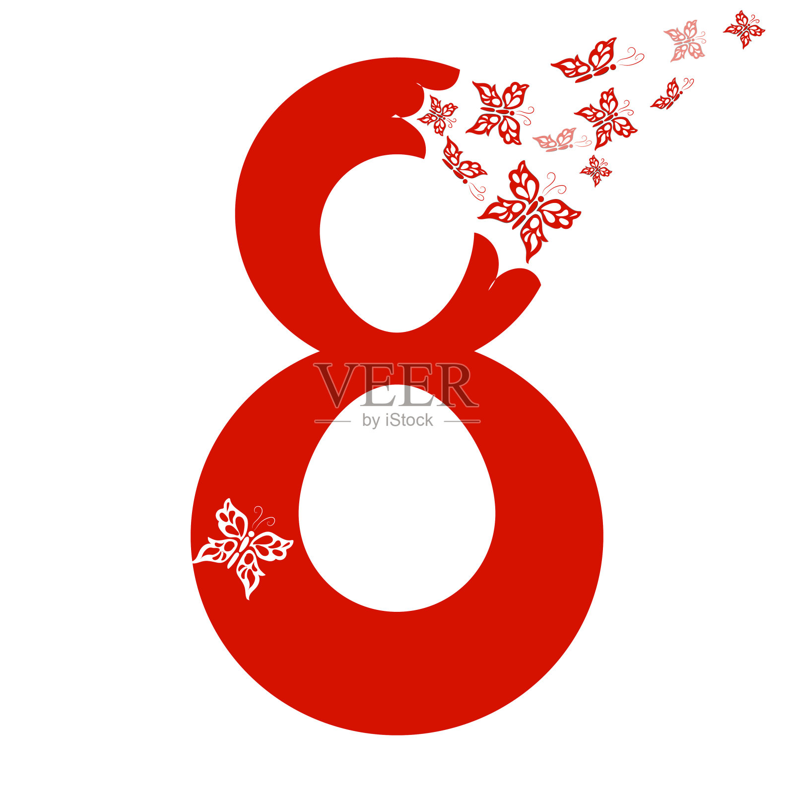 恭贺3月8日这一天，以女人、母亲、蝴蝶为装饰元素设计明信片、海报插画图片素材