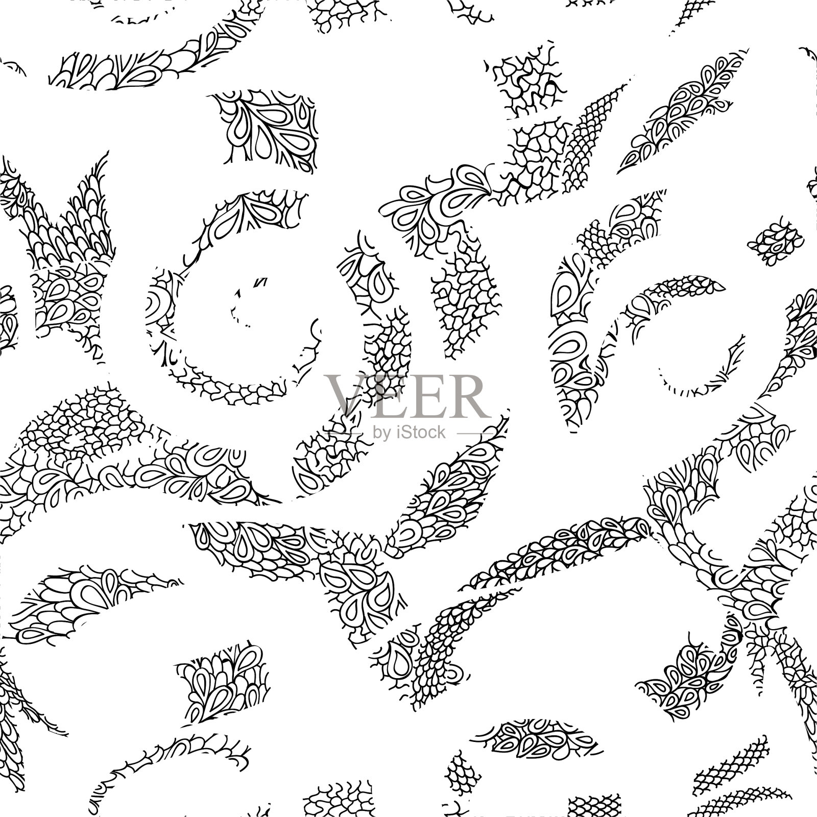 抽象装饰螺旋无缝轮廓图案插画图片素材