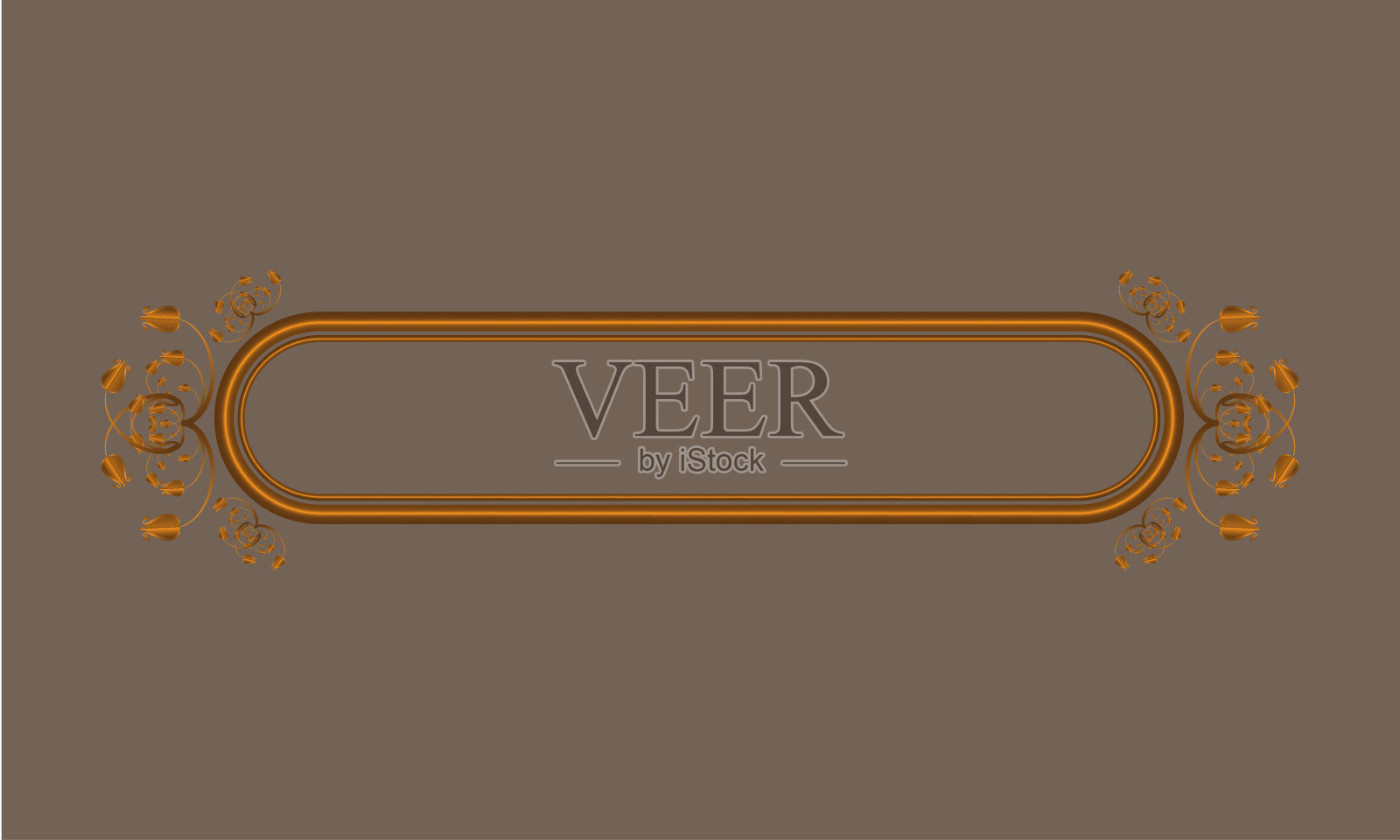 棕色和金黄色的丝带设计，结合装饰和抽象的插花，产生了一件有其自身价值的作品。这个设计可以用于各种数字和打印目的。插画图片素材