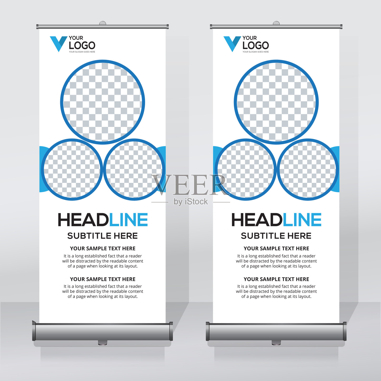 卷起横幅设计模板，抽象背景，拉起设计，x-横幅，矩形大小。设计模板素材