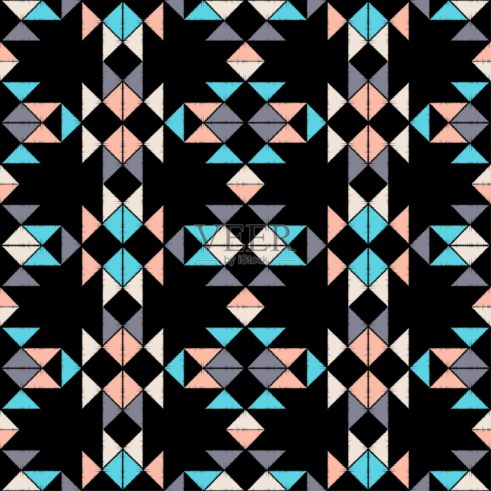 阿兹特克的元素。民族那种波西米亚风格的装饰。无缝模式。部落的主题。插画图片素材