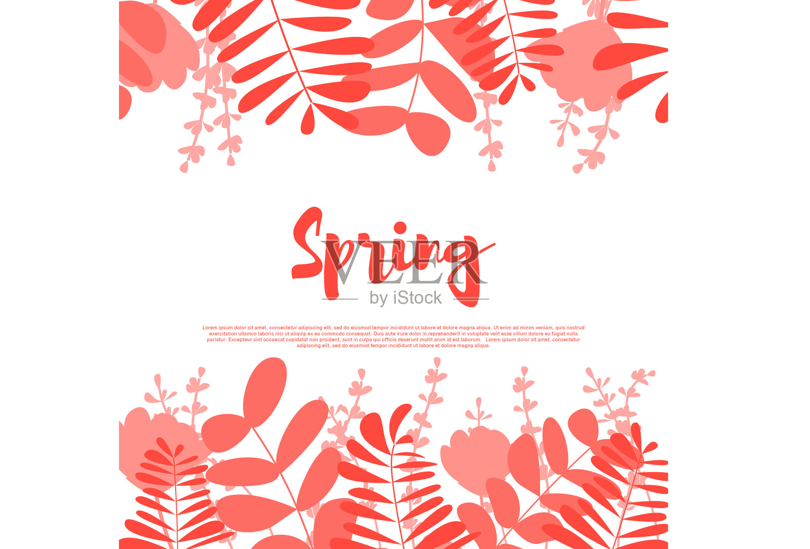 你好spring矢量横幅概念。鲜花相框的快乐春天，妇女节，邀请，销售卡设计。插画图片素材