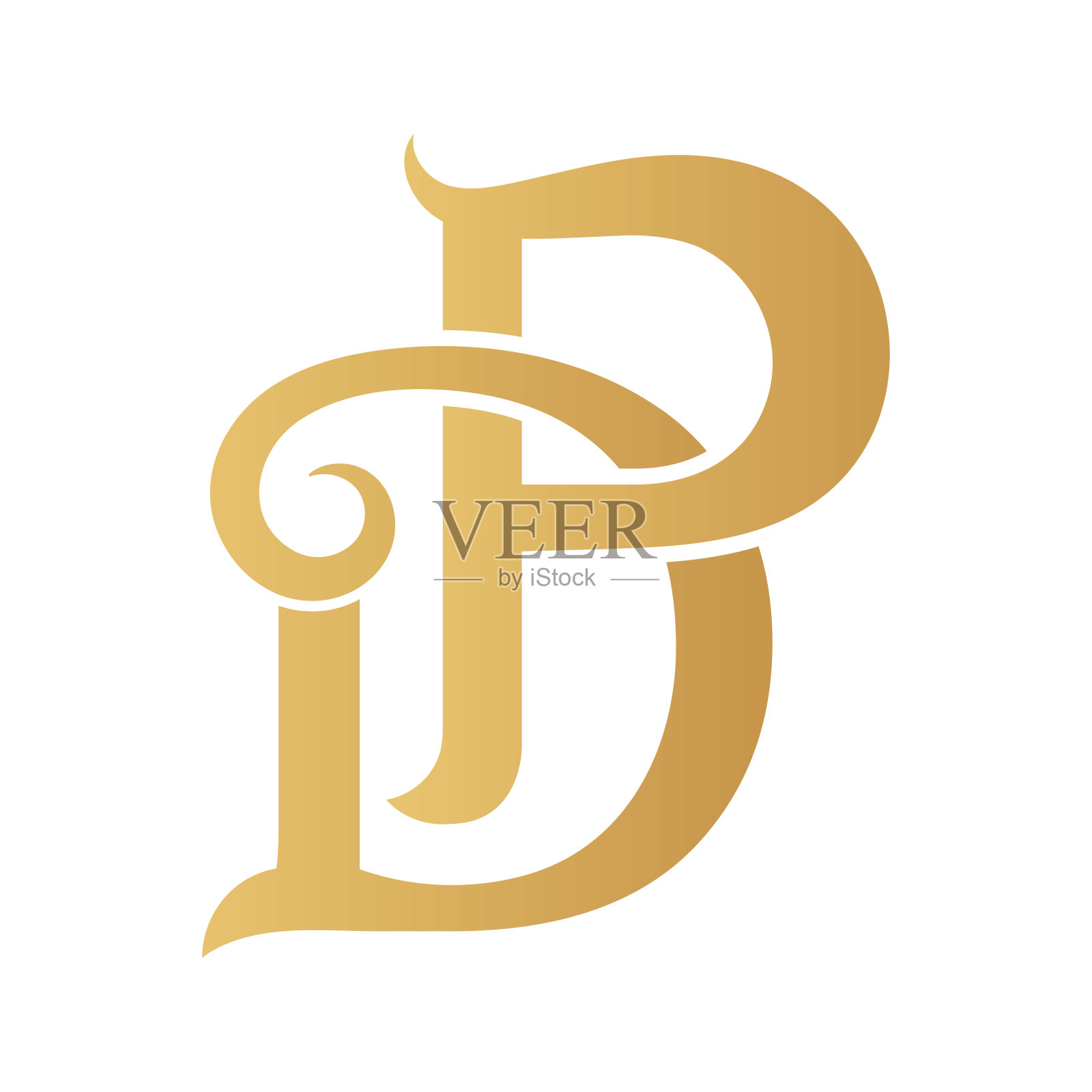 金色的DP字母组合。设计元素图片