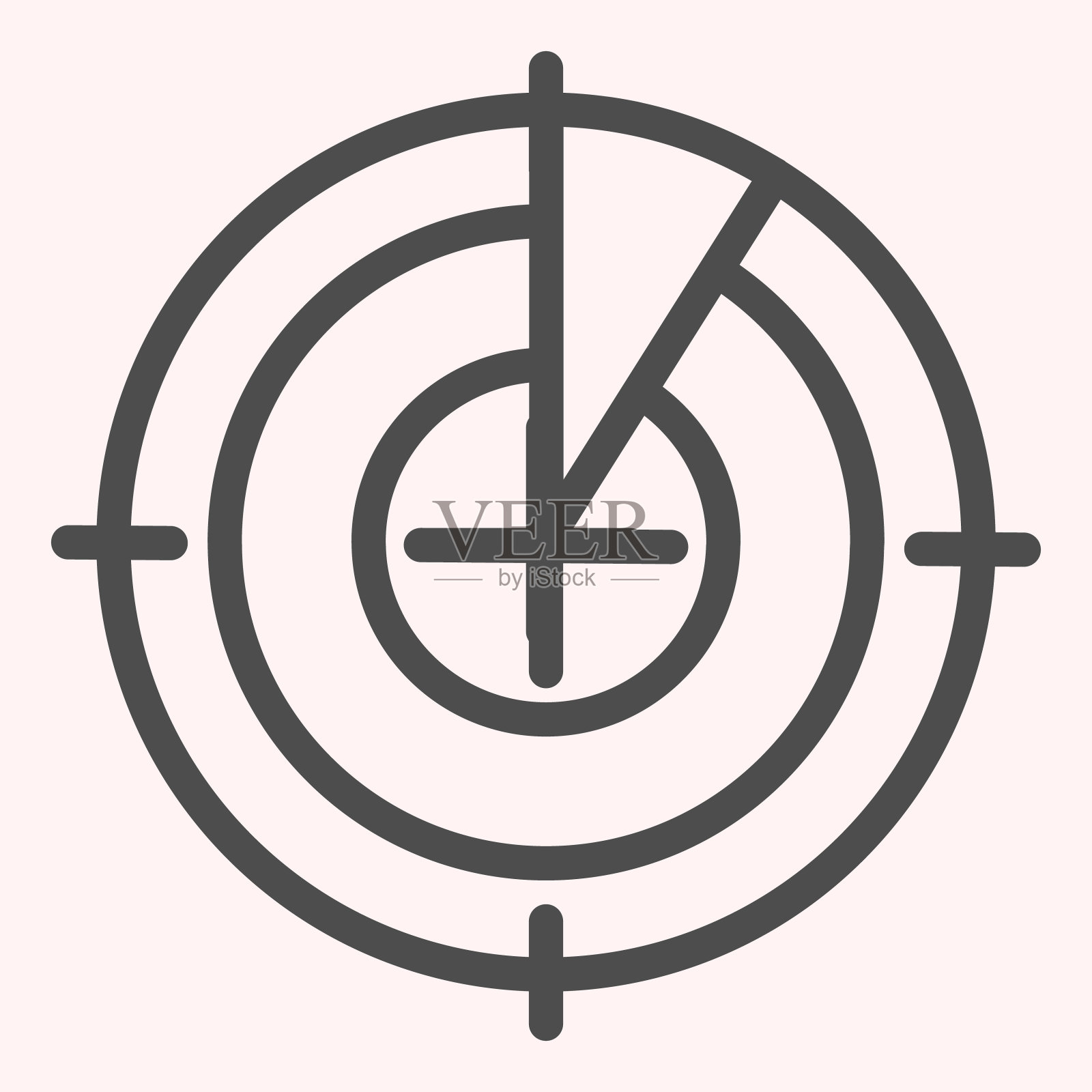 雷达监控线图标。搜索和探测目的声纳。天文学矢量设计概念，轮廓风格的象形图上的白色背景，用于web和应用程序。Eps 10。插画图片素材